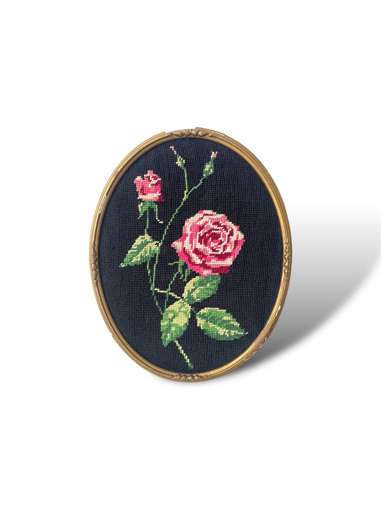 Canevas oval et floral encadré