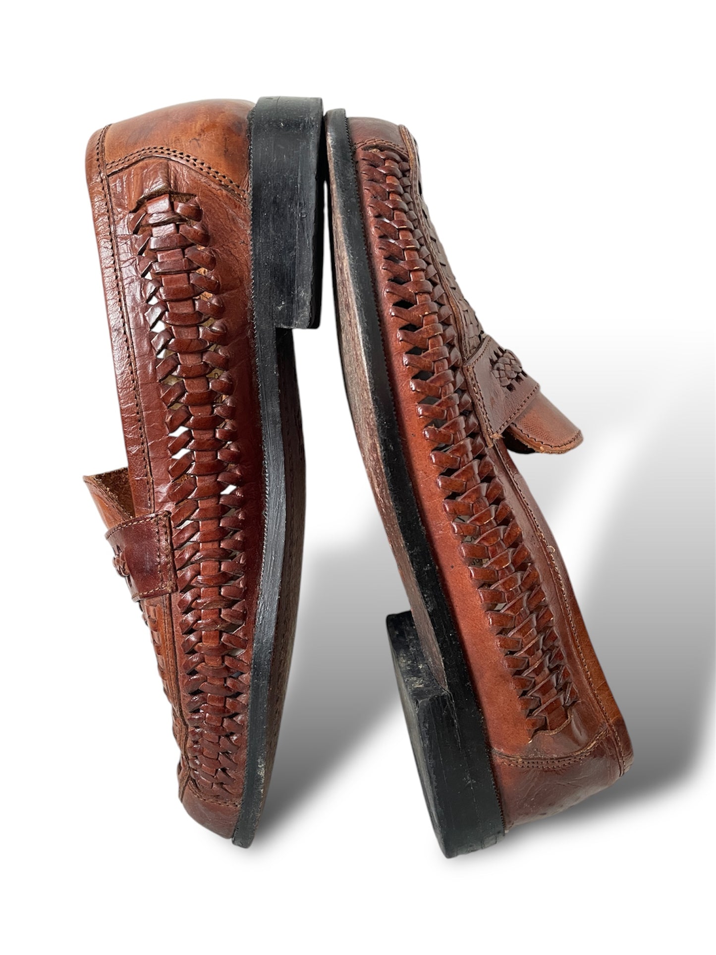 Mocassins en cuir tressé marron 42
