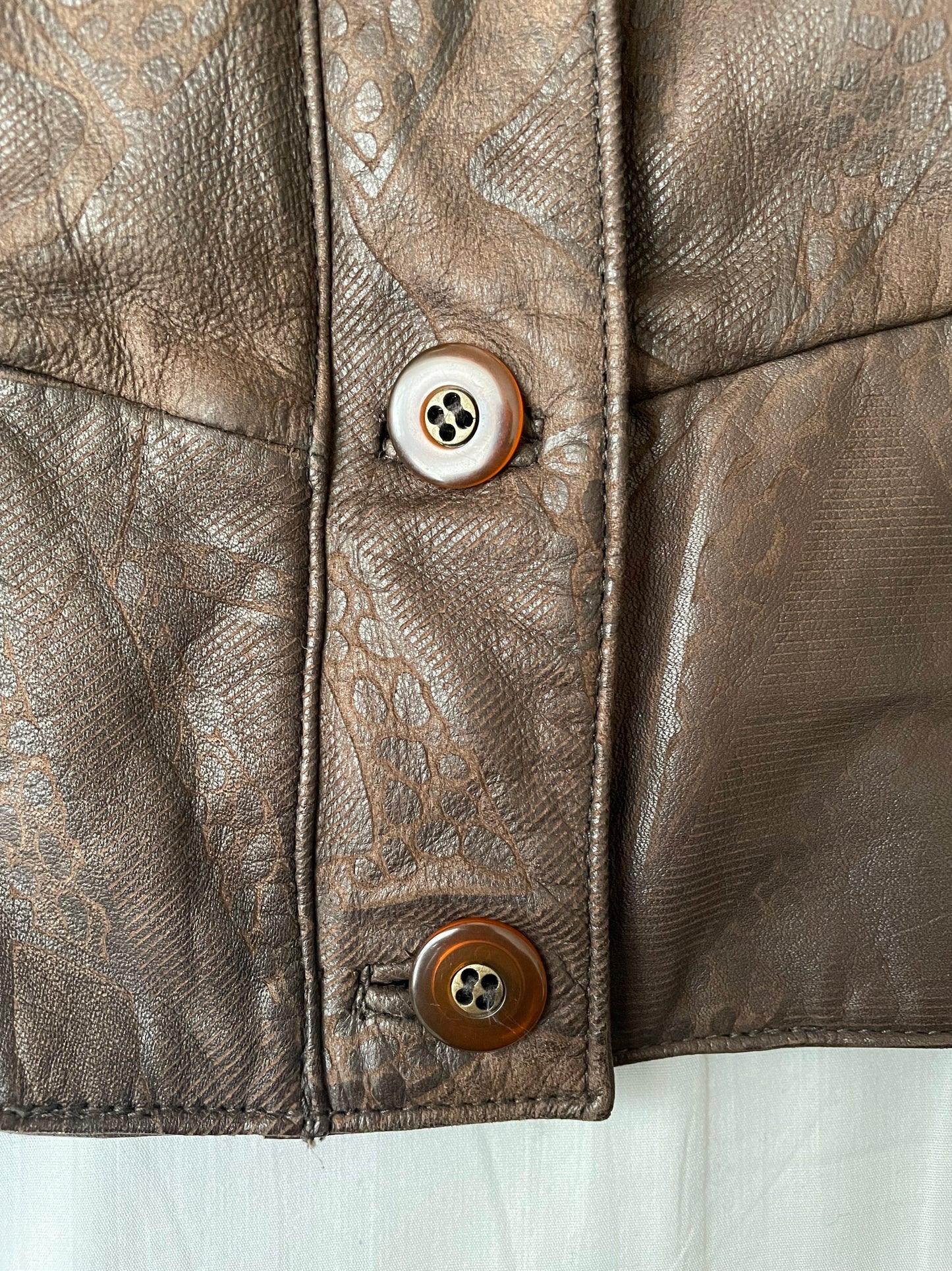 Blouson en cuir marron foncé 42