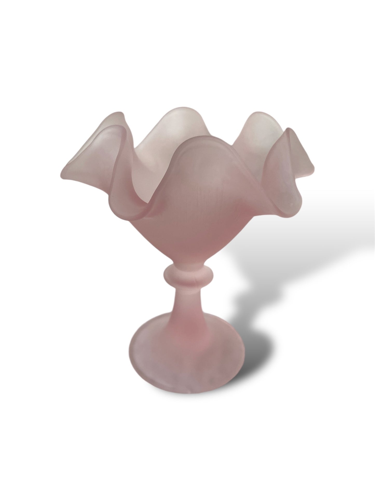 6 coupes à dessert en verre dépoli rose pâle
