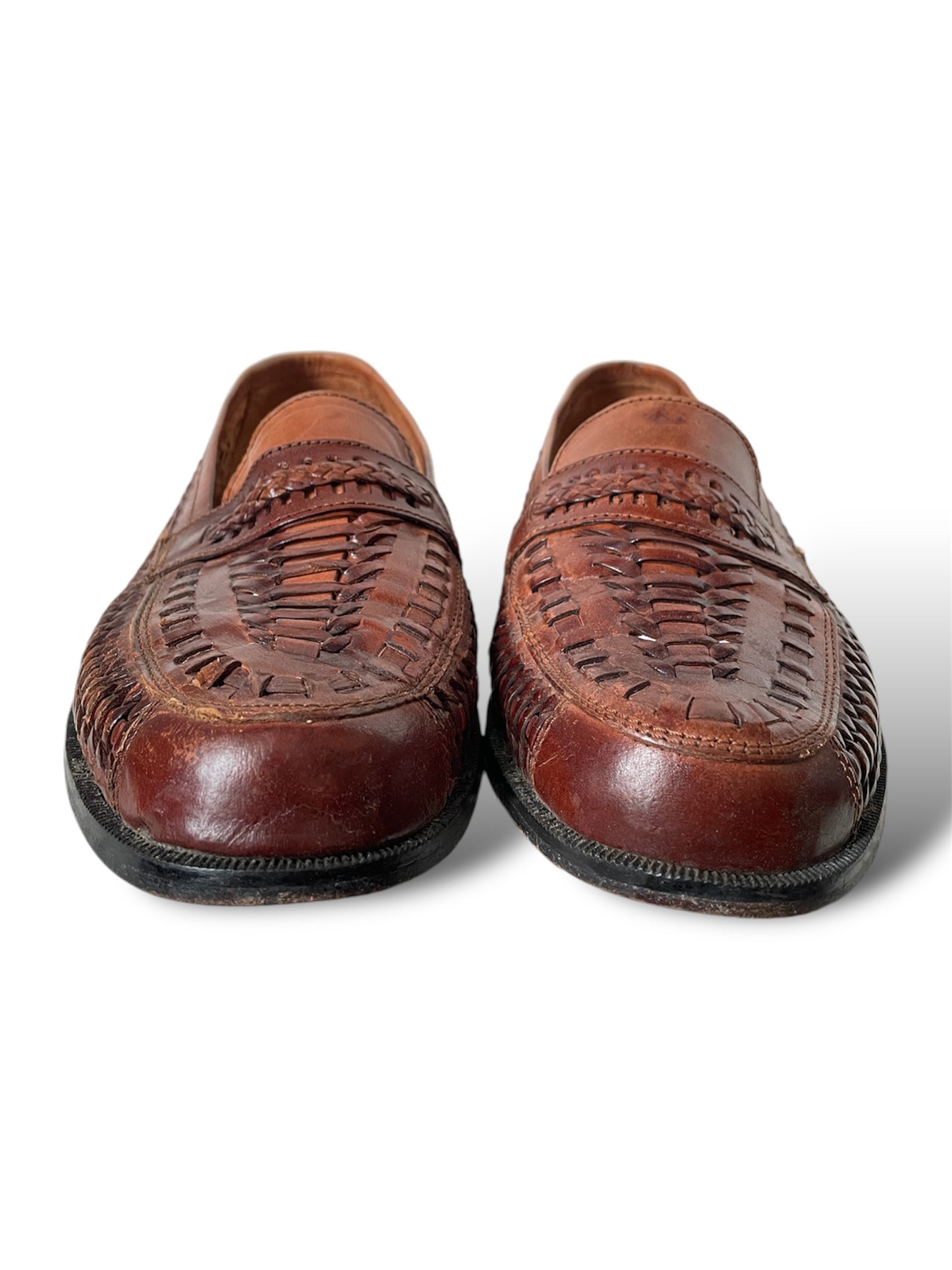 Mocassins en cuir tressé marron 42