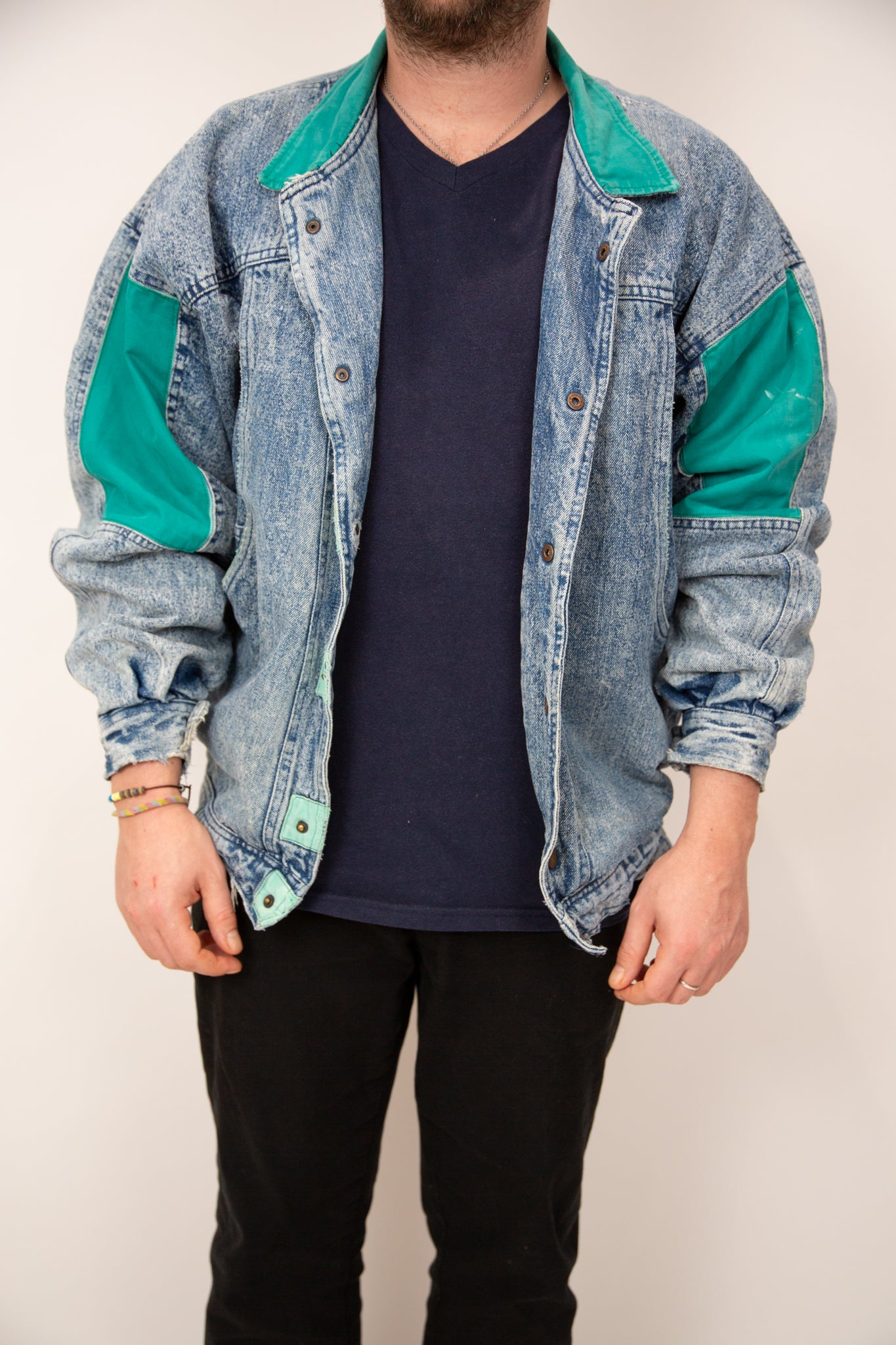 Blouson jean et turquoise 40
