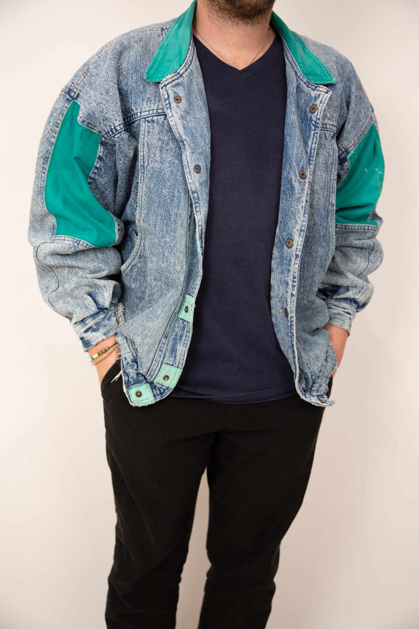 Blouson jean et turquoise 40