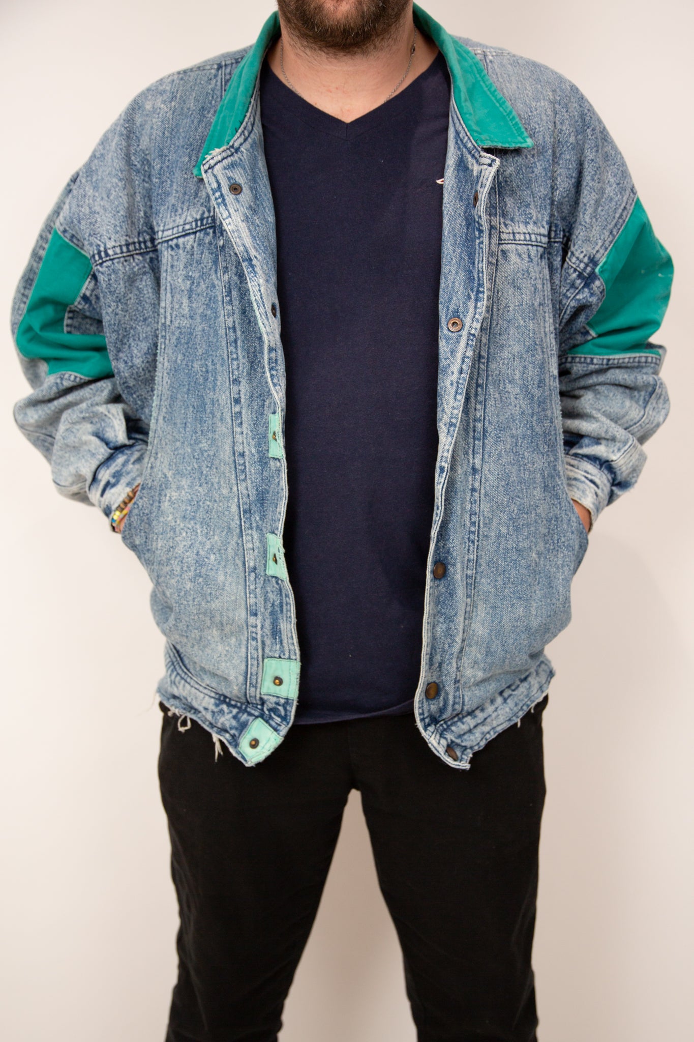 Blouson jean et turquoise 40