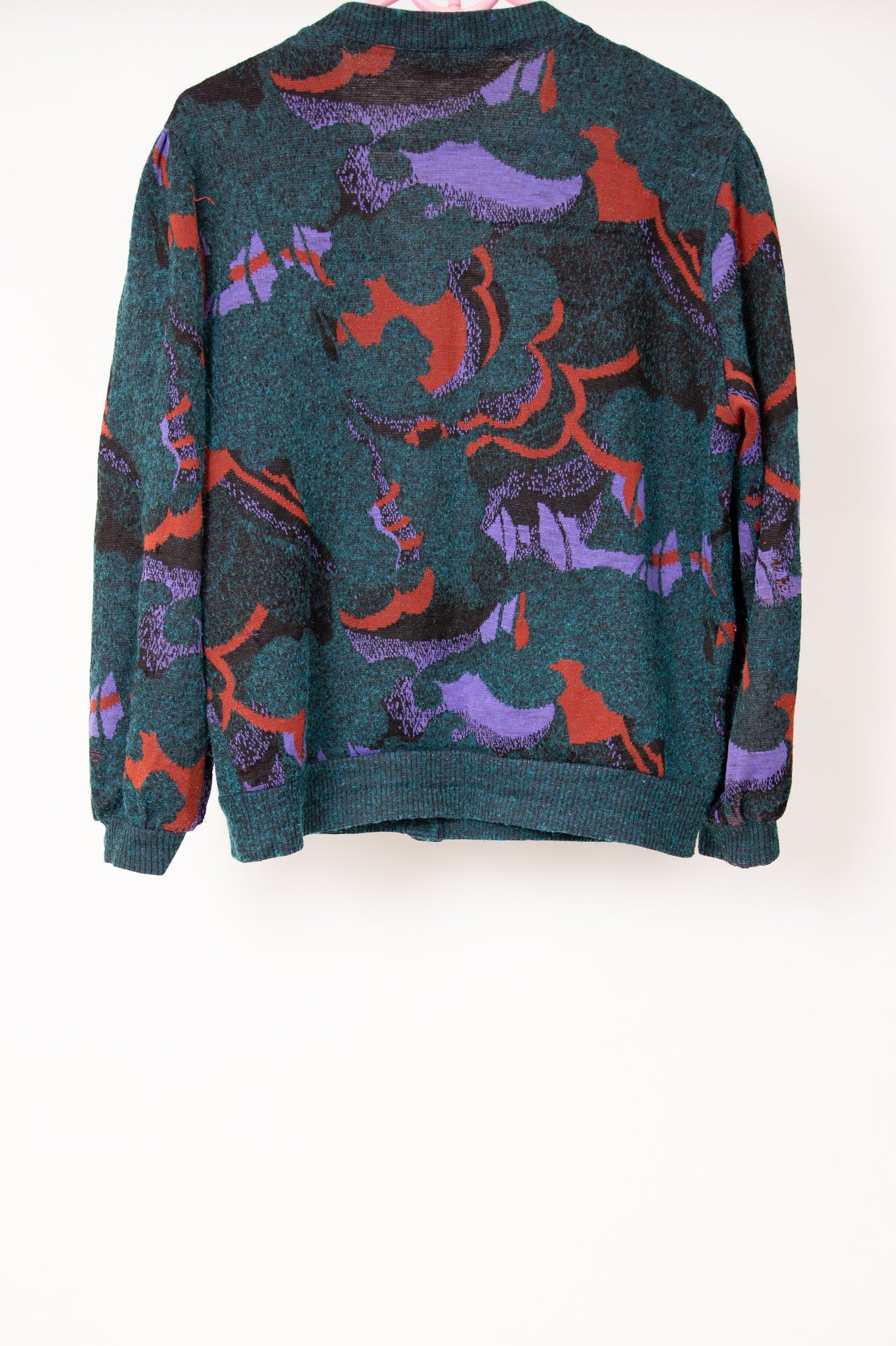 Cardigan vert violet et rouille 40