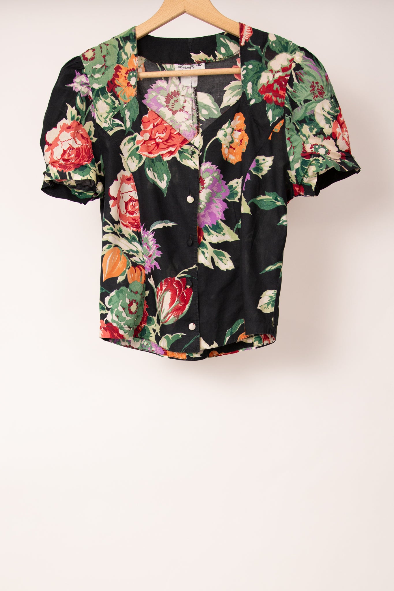 Chemisier noir à fleurs 38