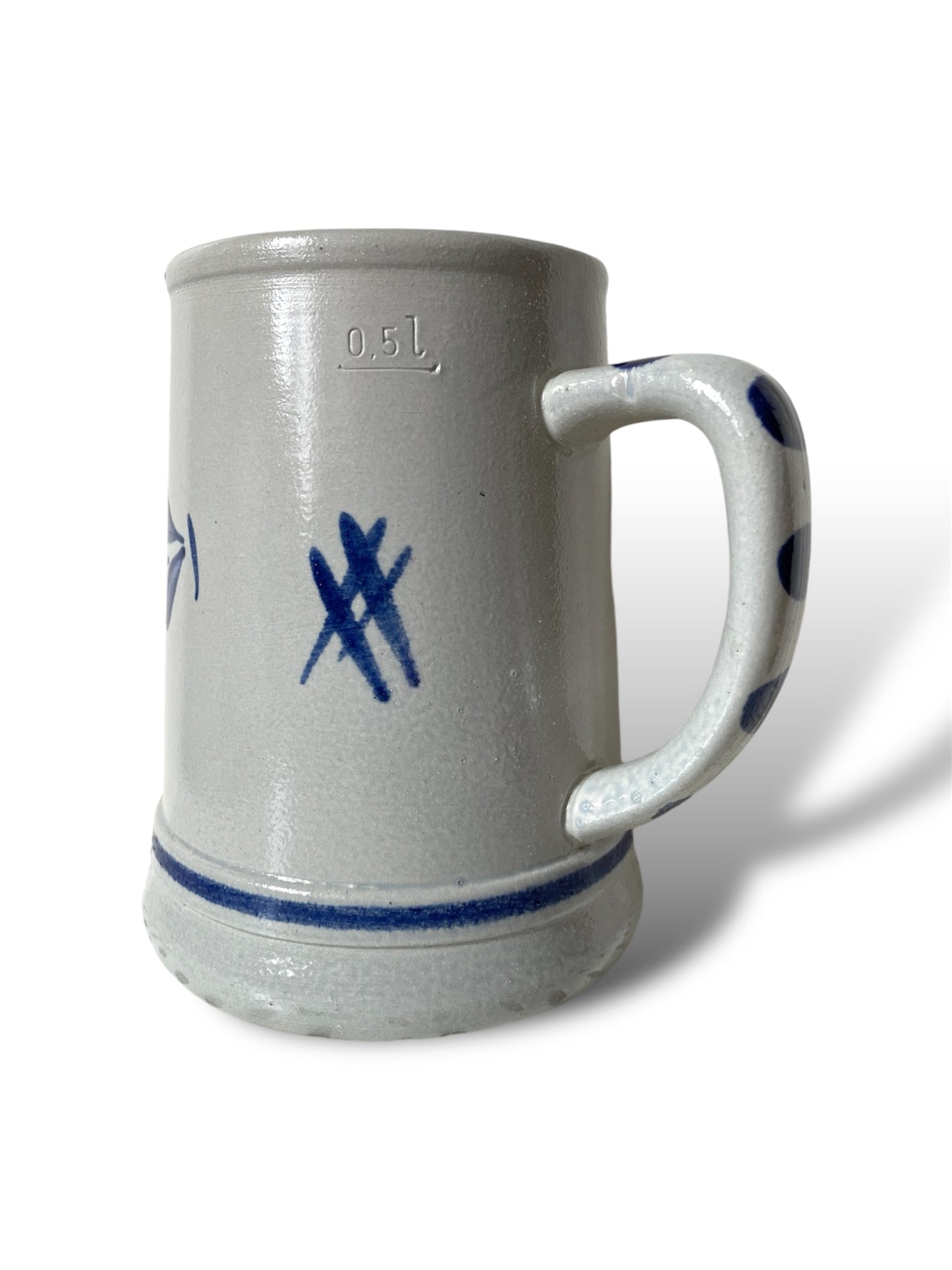 Chope 0,5L en grès gris et bleu