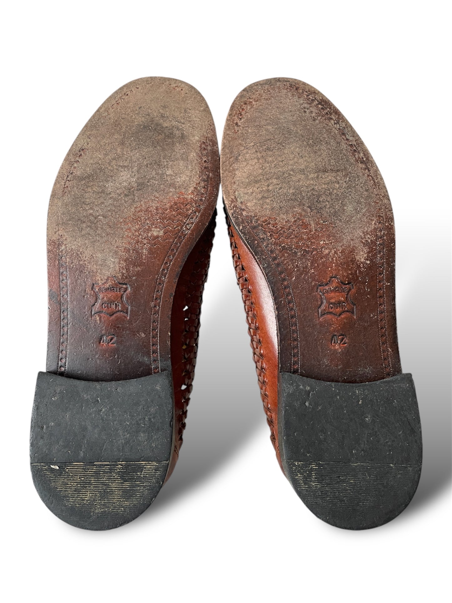 Mocassins en cuir tressé marron 42