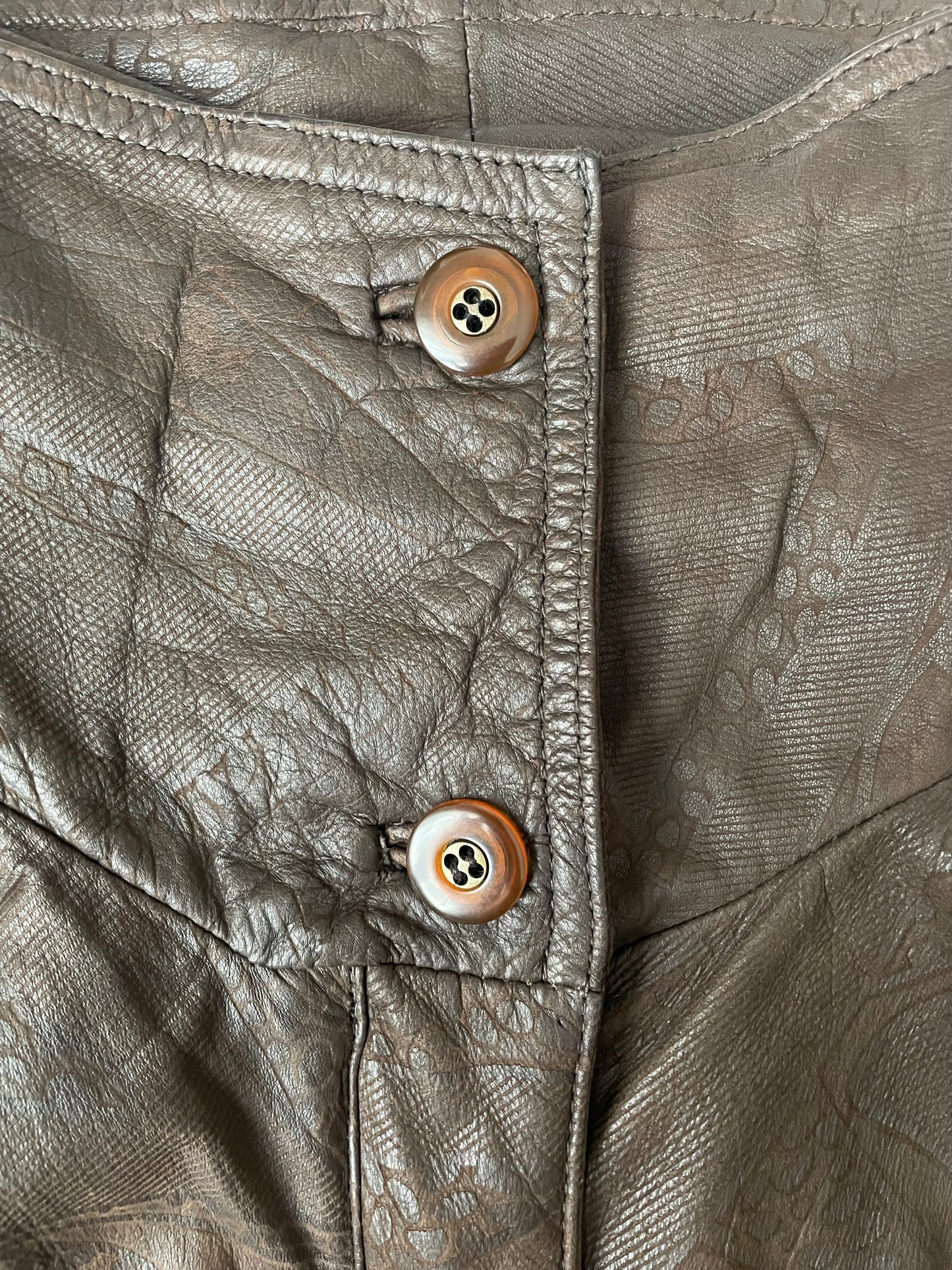 Blouson en cuir marron foncé 42