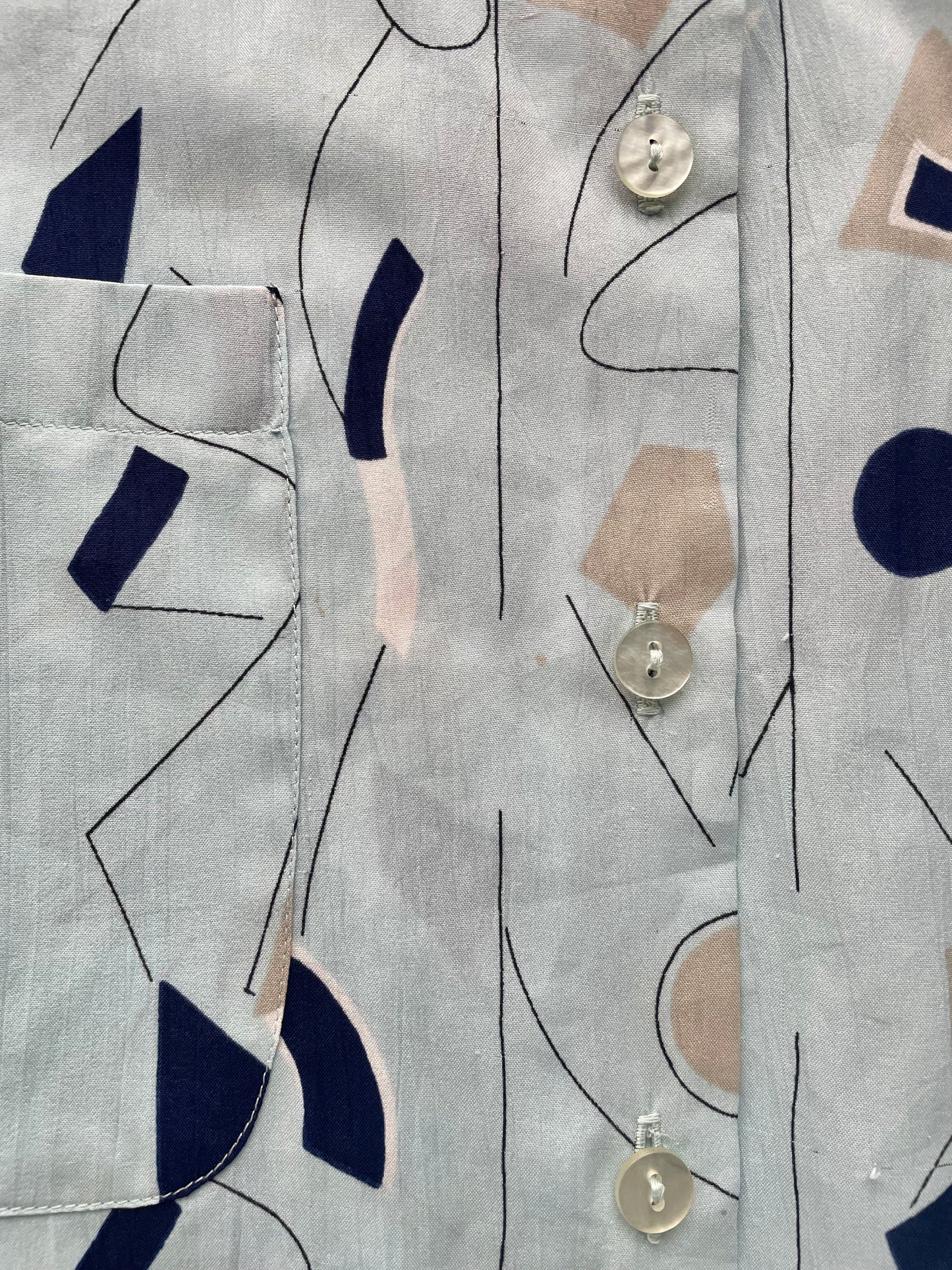Chemisier à motifs bleus et beiges 38