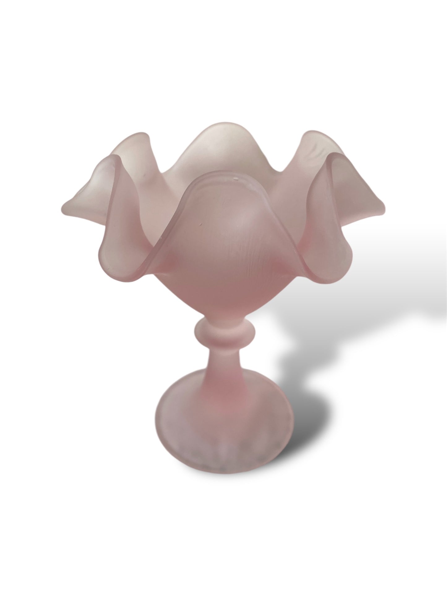 6 coupes à dessert en verre dépoli rose pâle