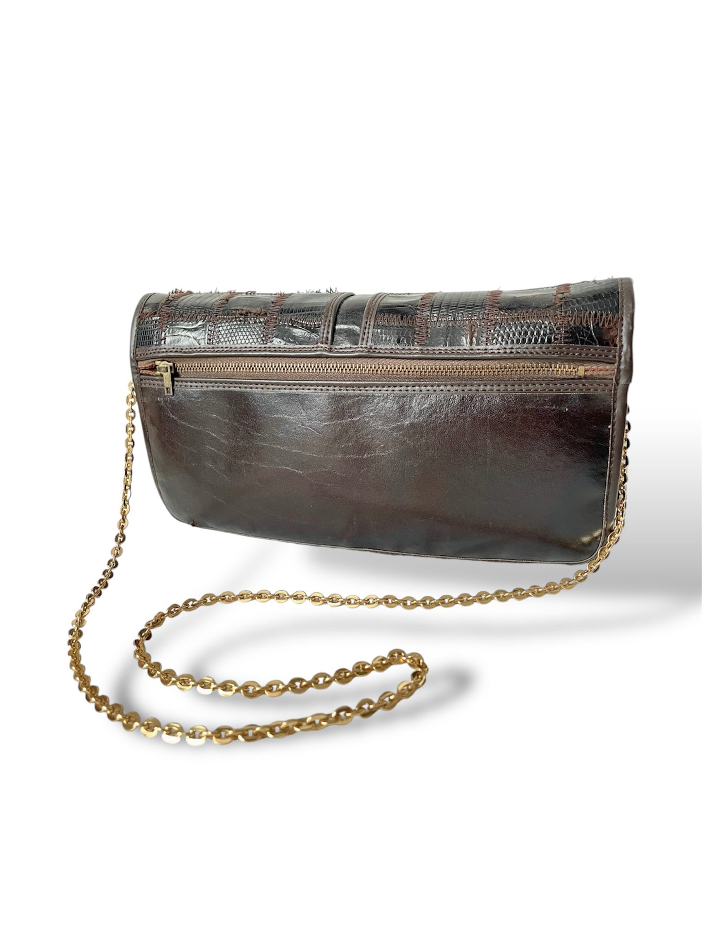 Sac bandoulière marron à chaîne dorée