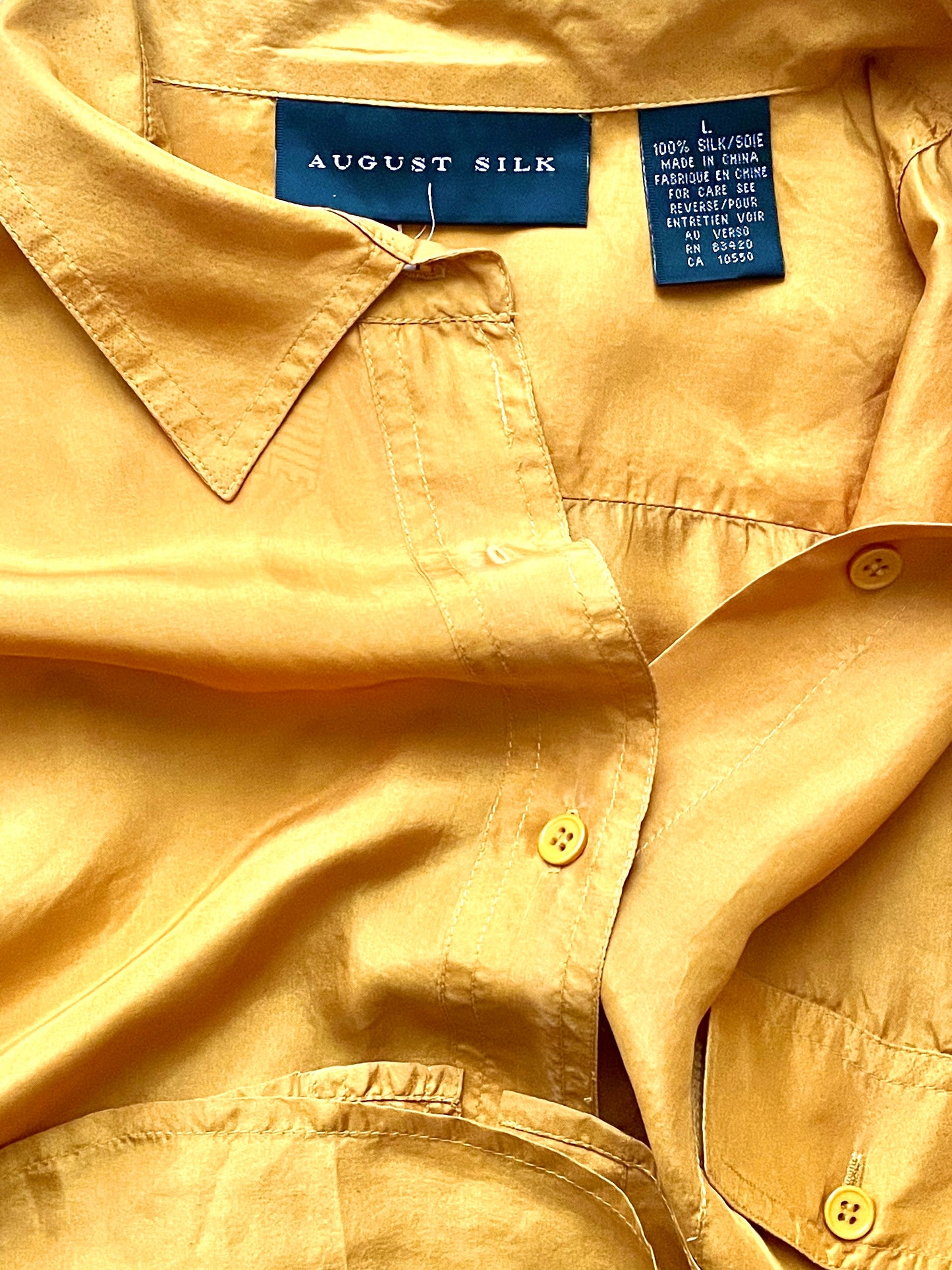 Chemise en soie jaune moutarde 44