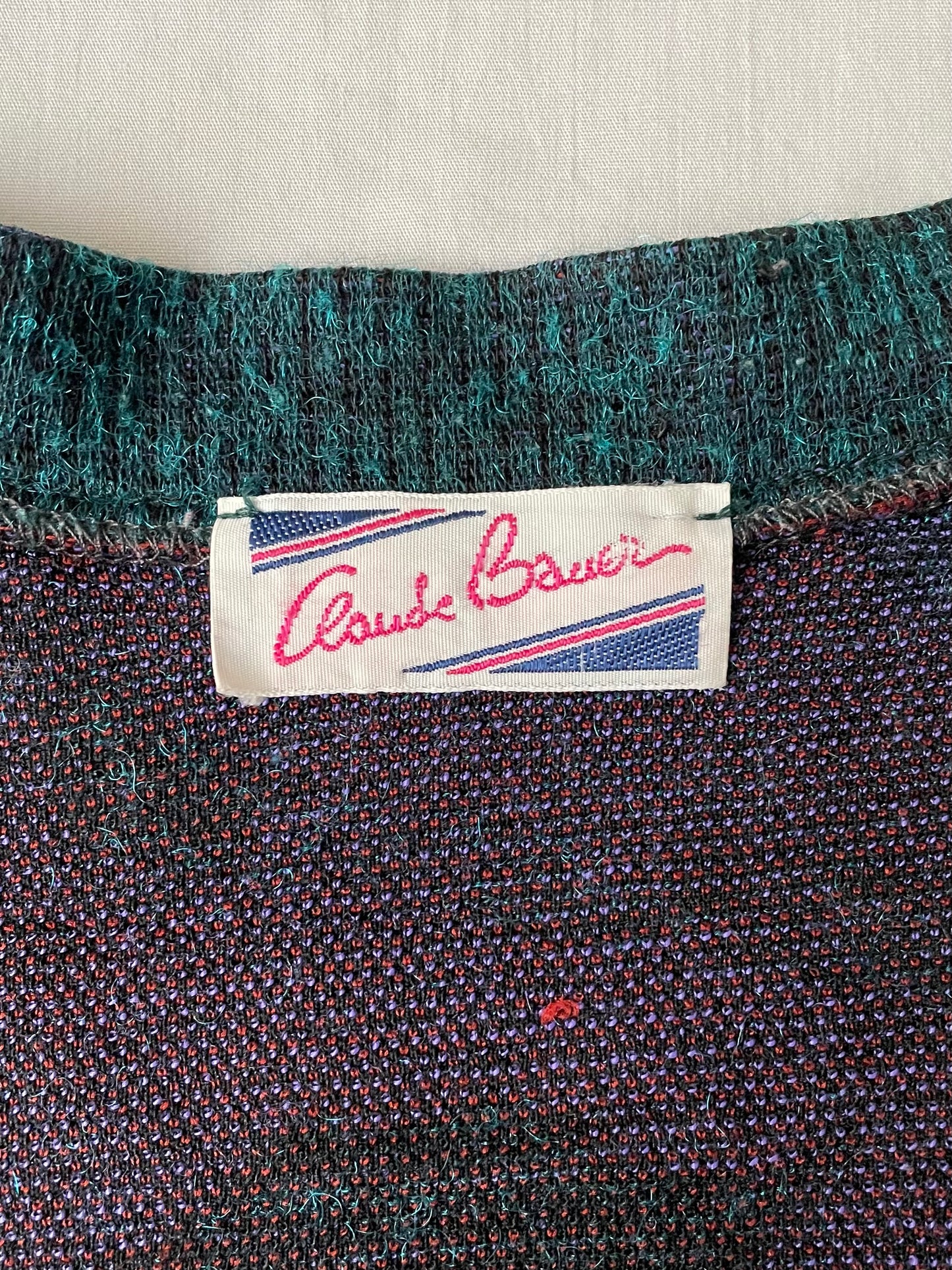 Cardigan vert violet et rouille 40