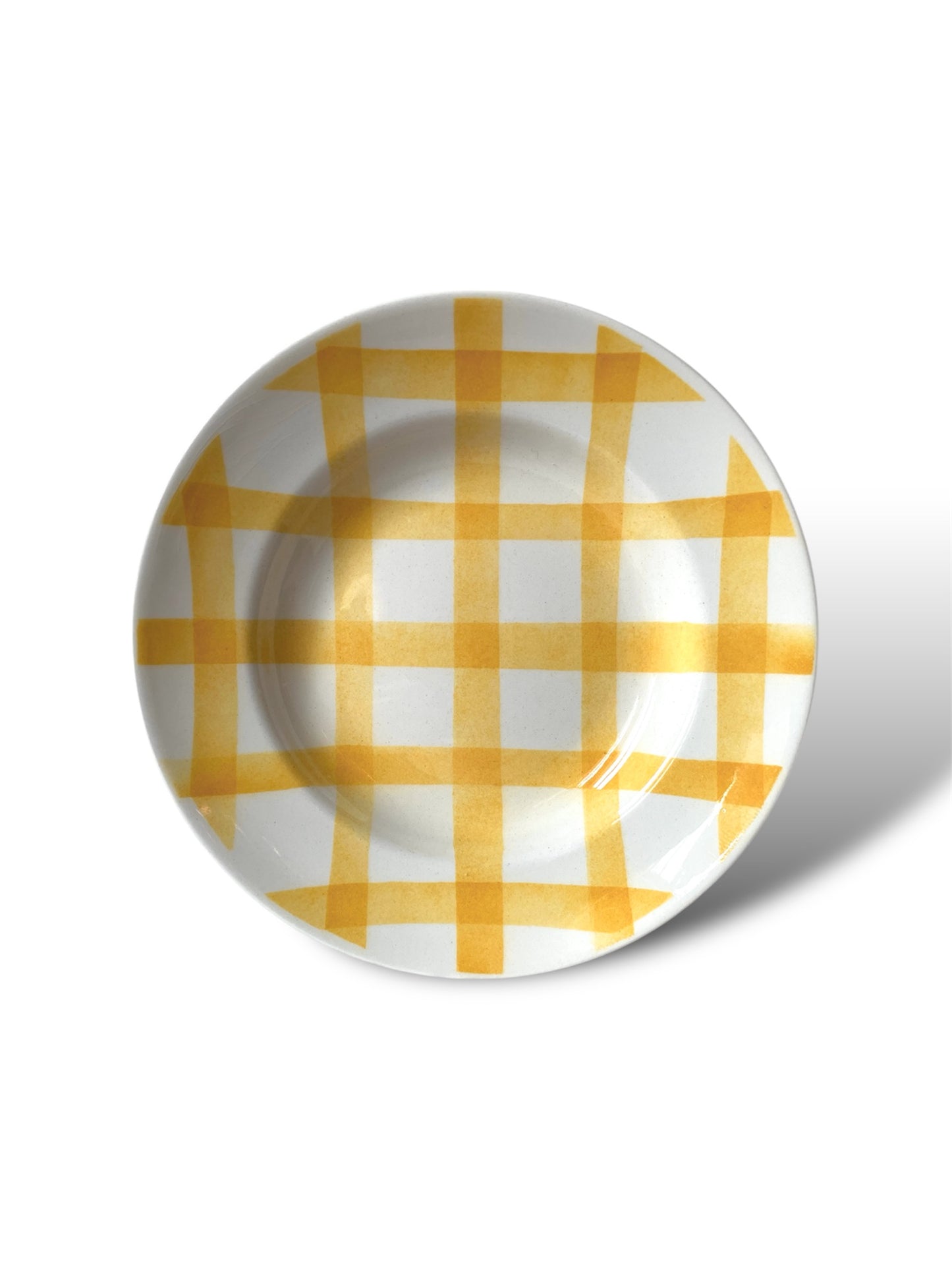 Assiette Moulin des Loups vichy jaune et blanc
