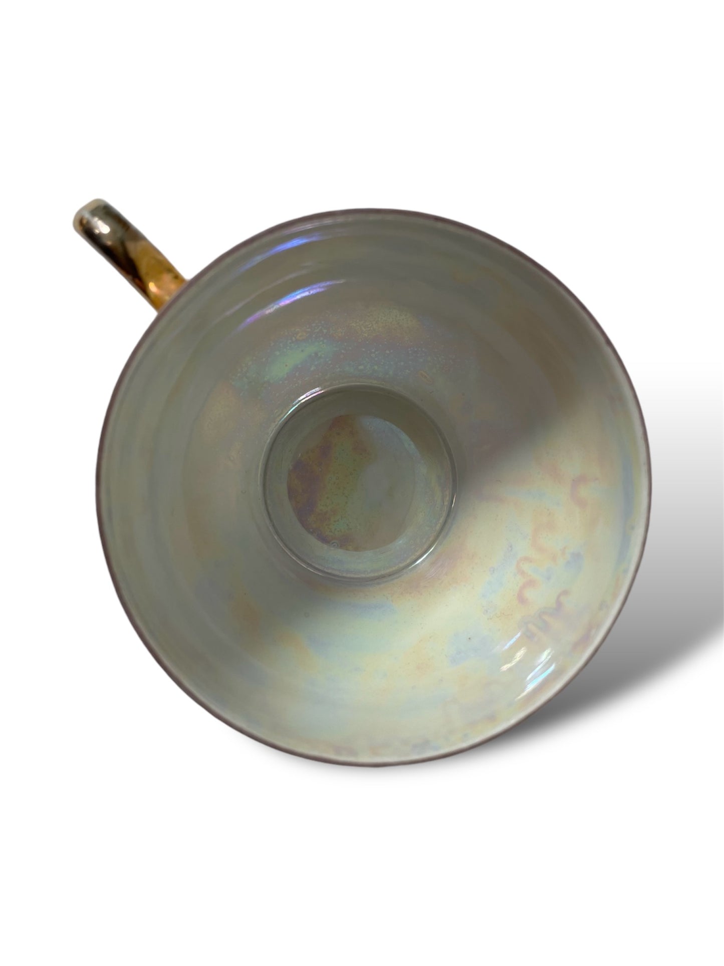 Service à thé porcelaine blanc irisé et doré