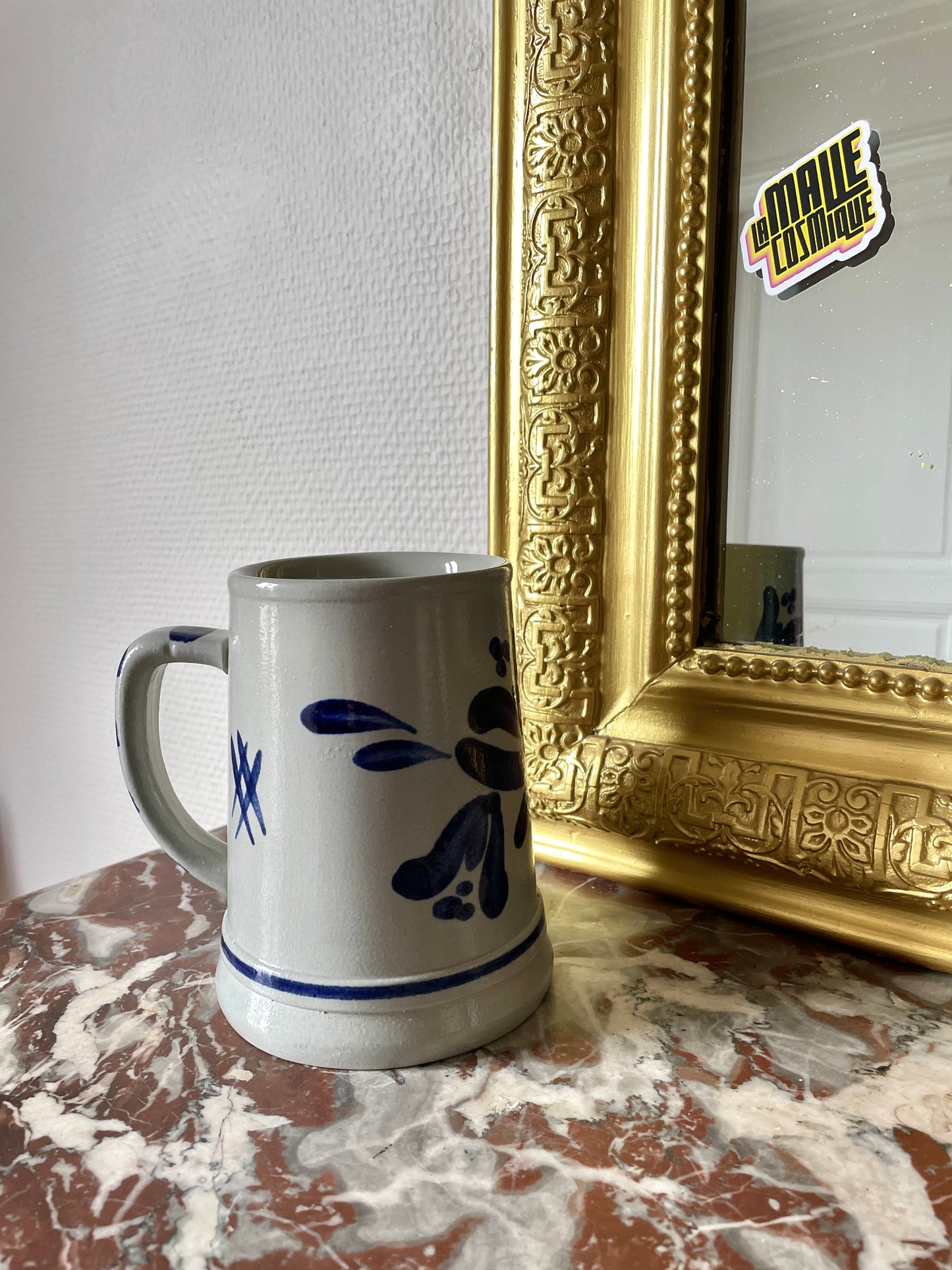 Chope 0,5L en grès gris et bleu