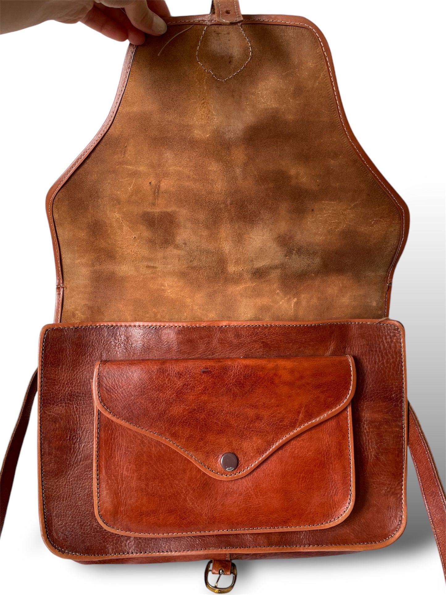 Sacoche bandoulière en cuir camel