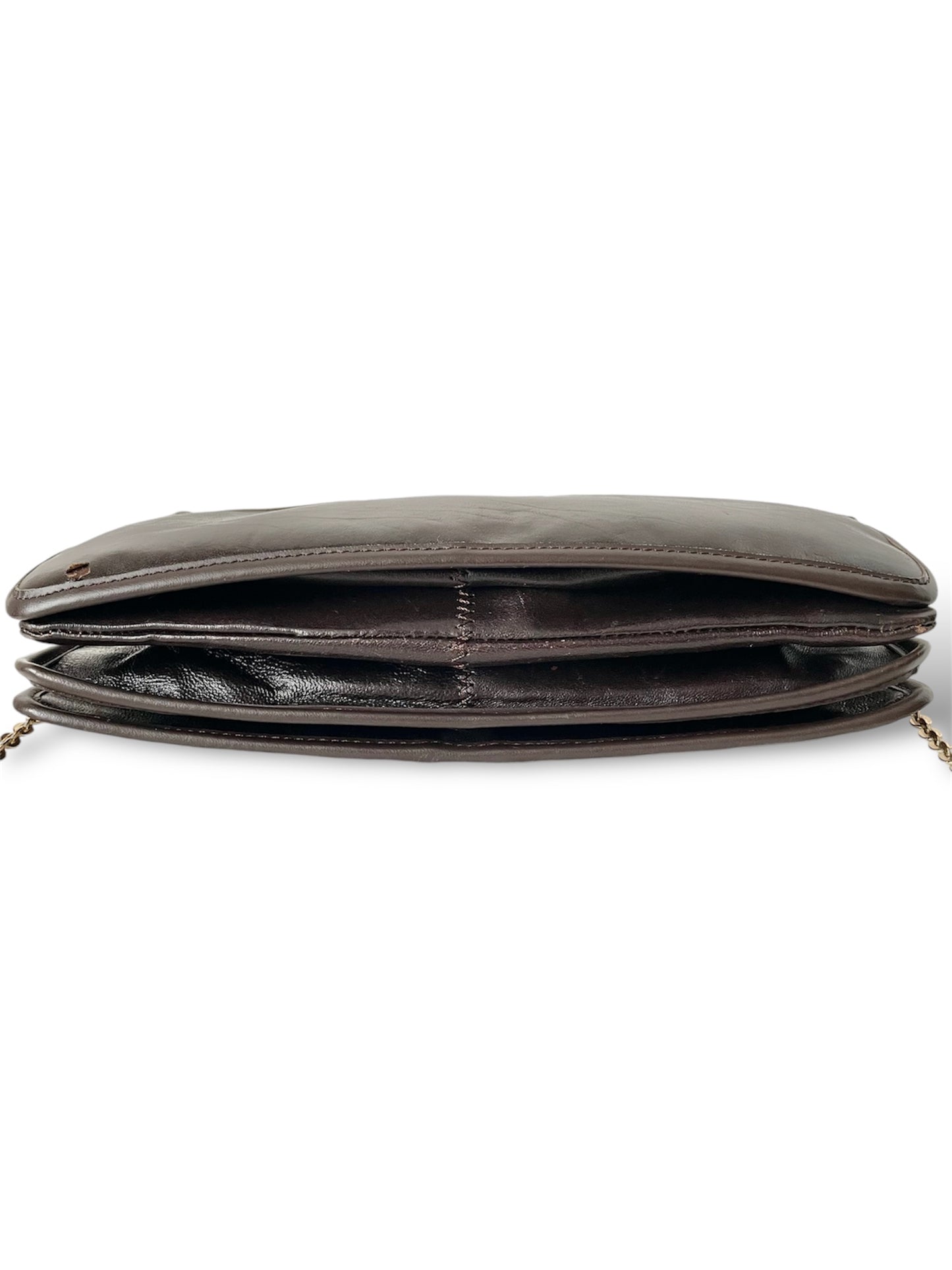 Sac bandoulière marron à chaîne dorée