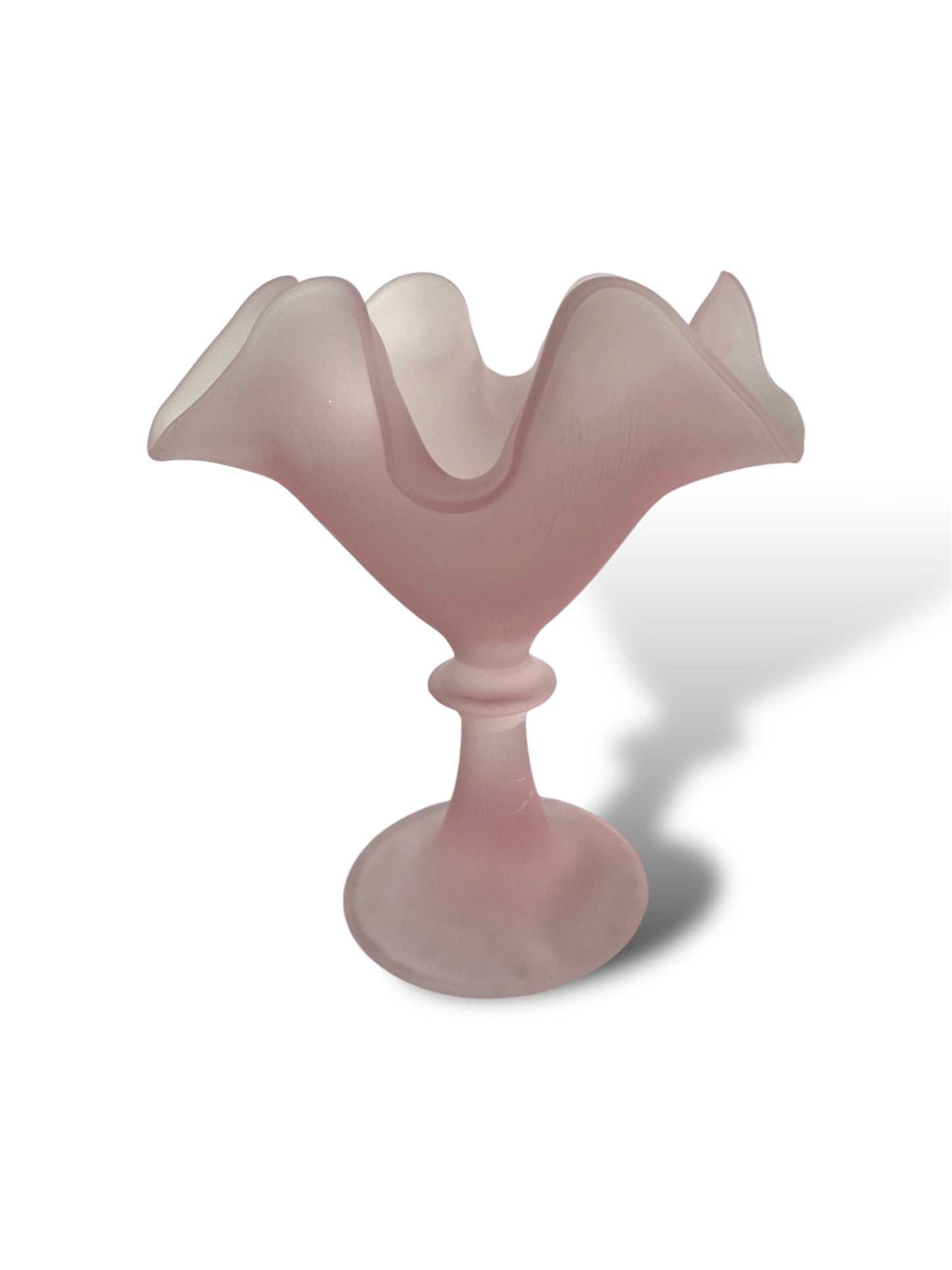 6 coupes à dessert en verre dépoli rose pâle