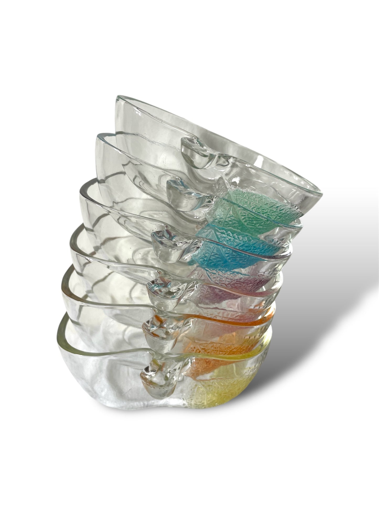 6 coupelles pomme en verre coloré
