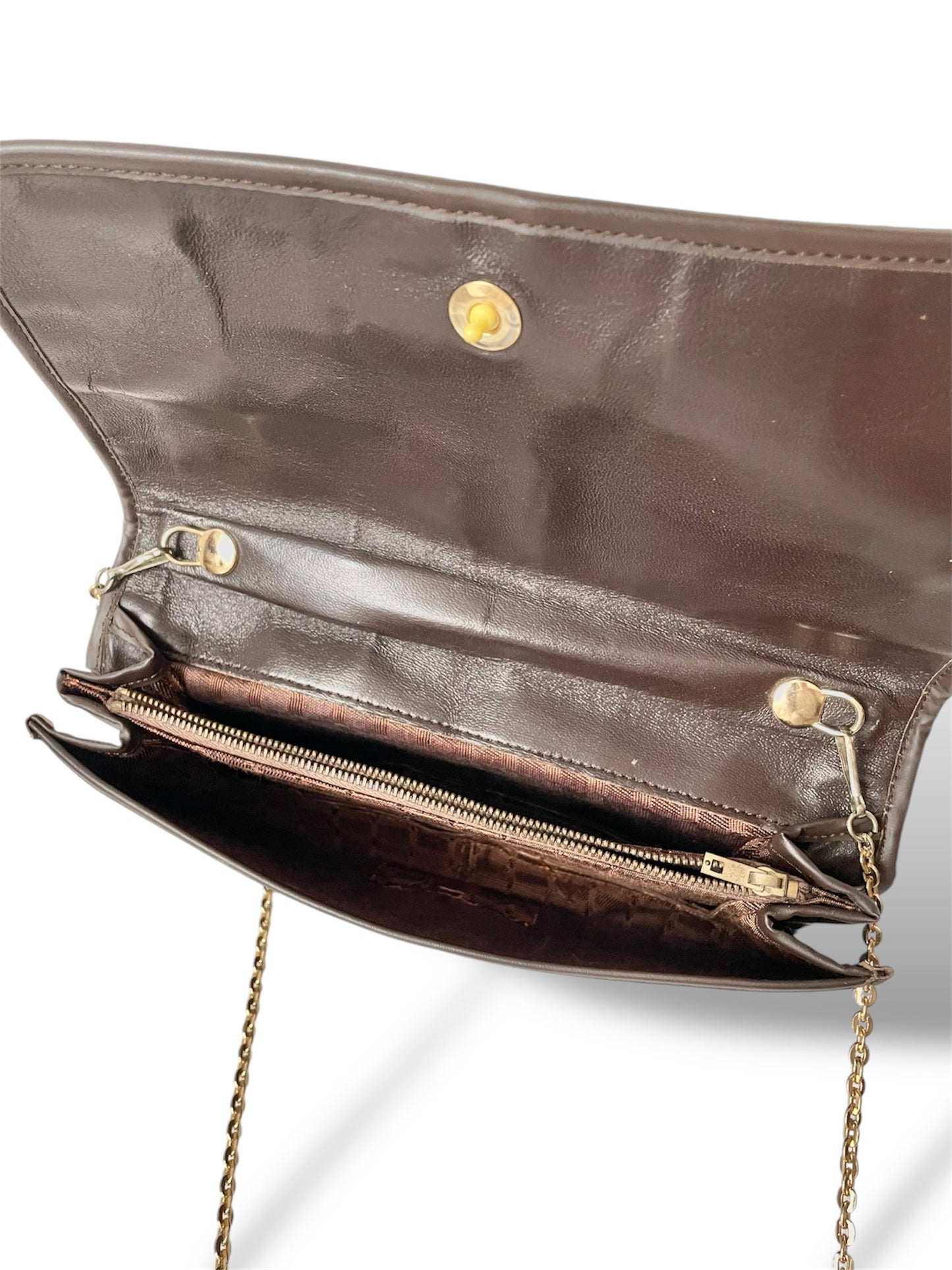 Sac bandoulière marron à chaîne dorée
