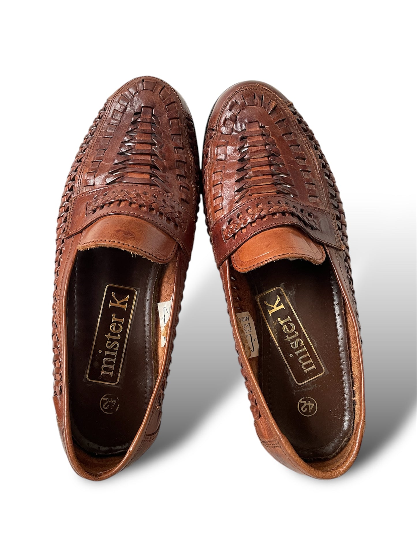 Mocassins en cuir tressé marron 42