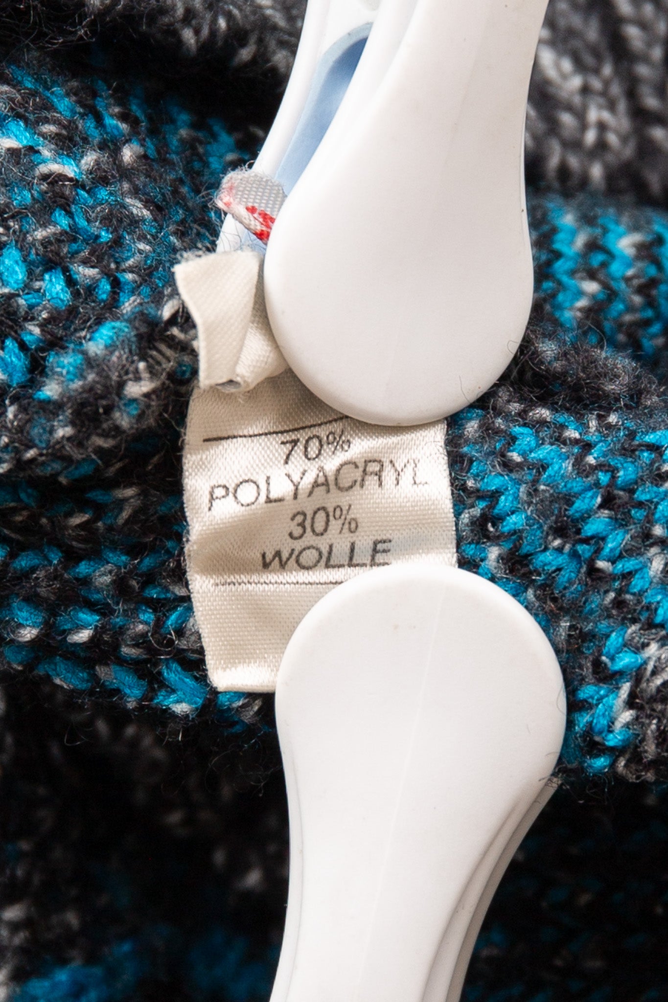 Pull col châle gris noir et turquoise 38