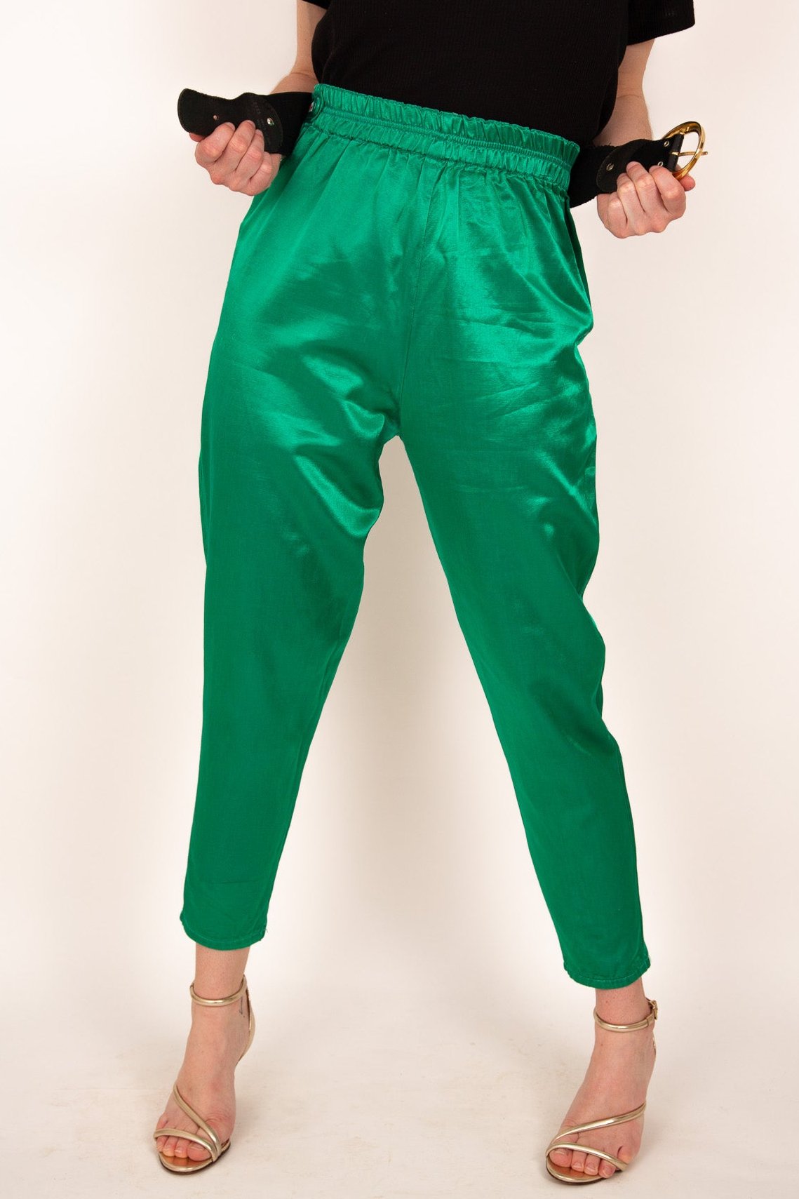Pantalon satiné vert 38