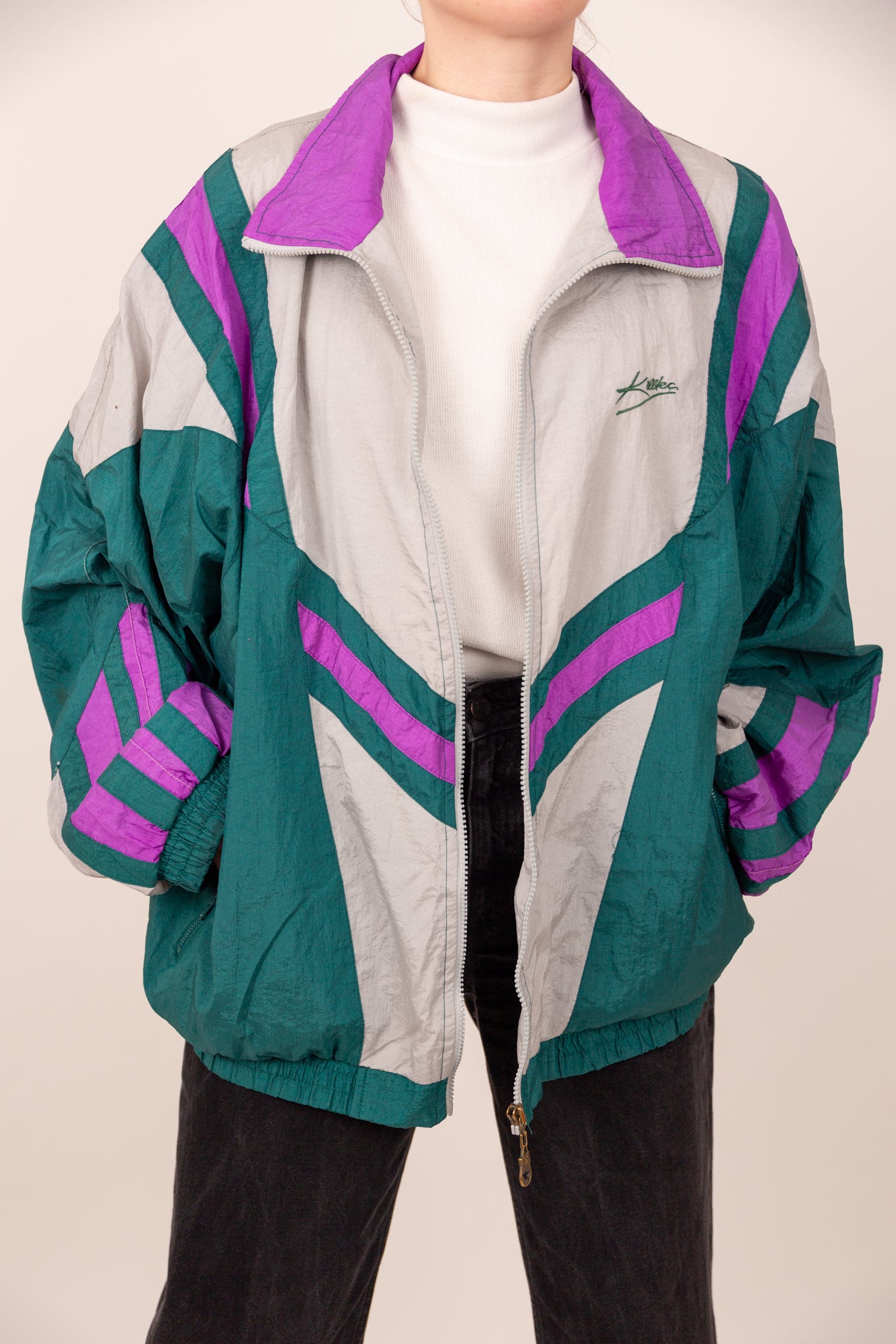 Veste de sport gris vert canard violet
