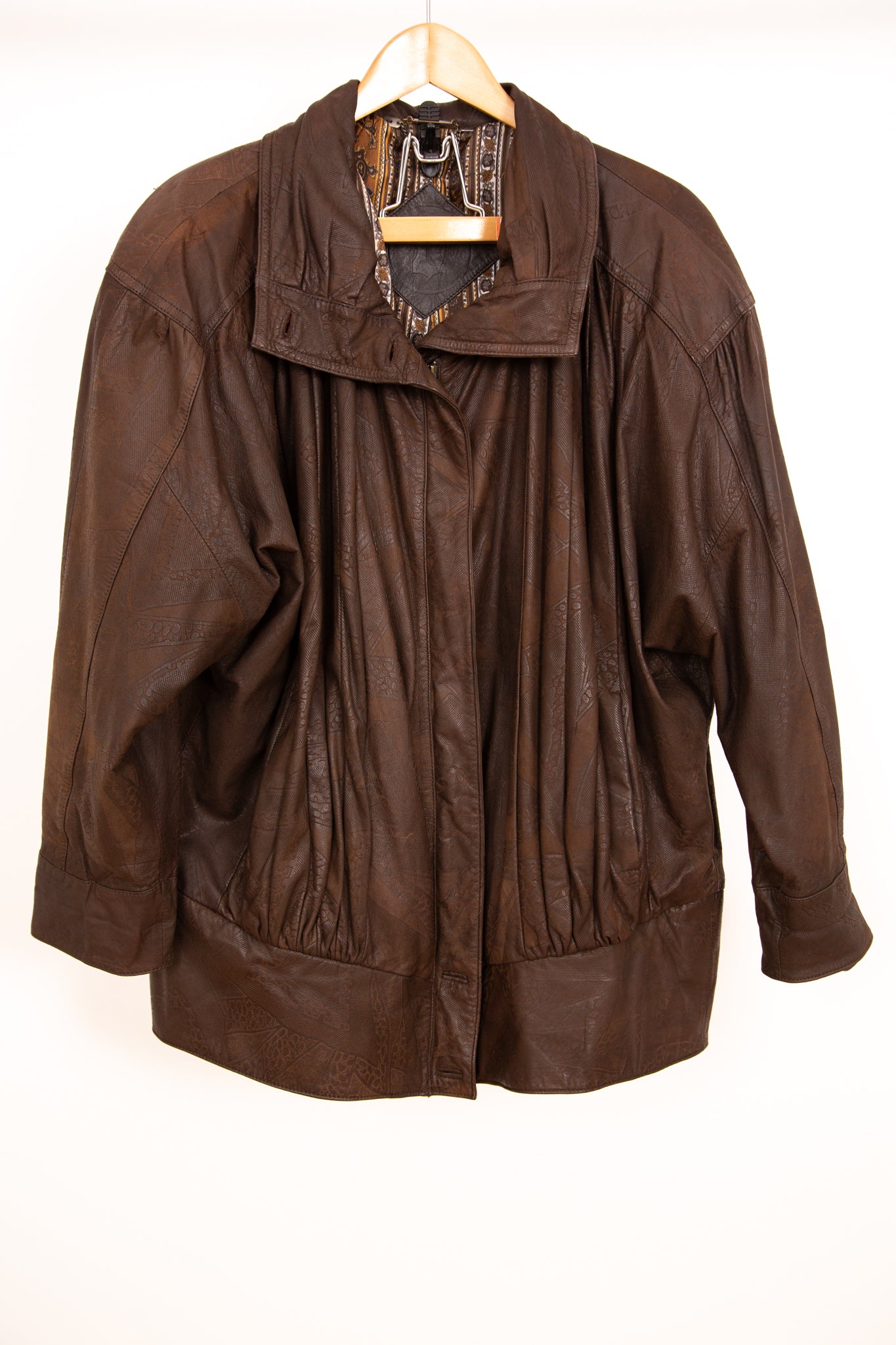 Blouson en cuir marron foncé 42