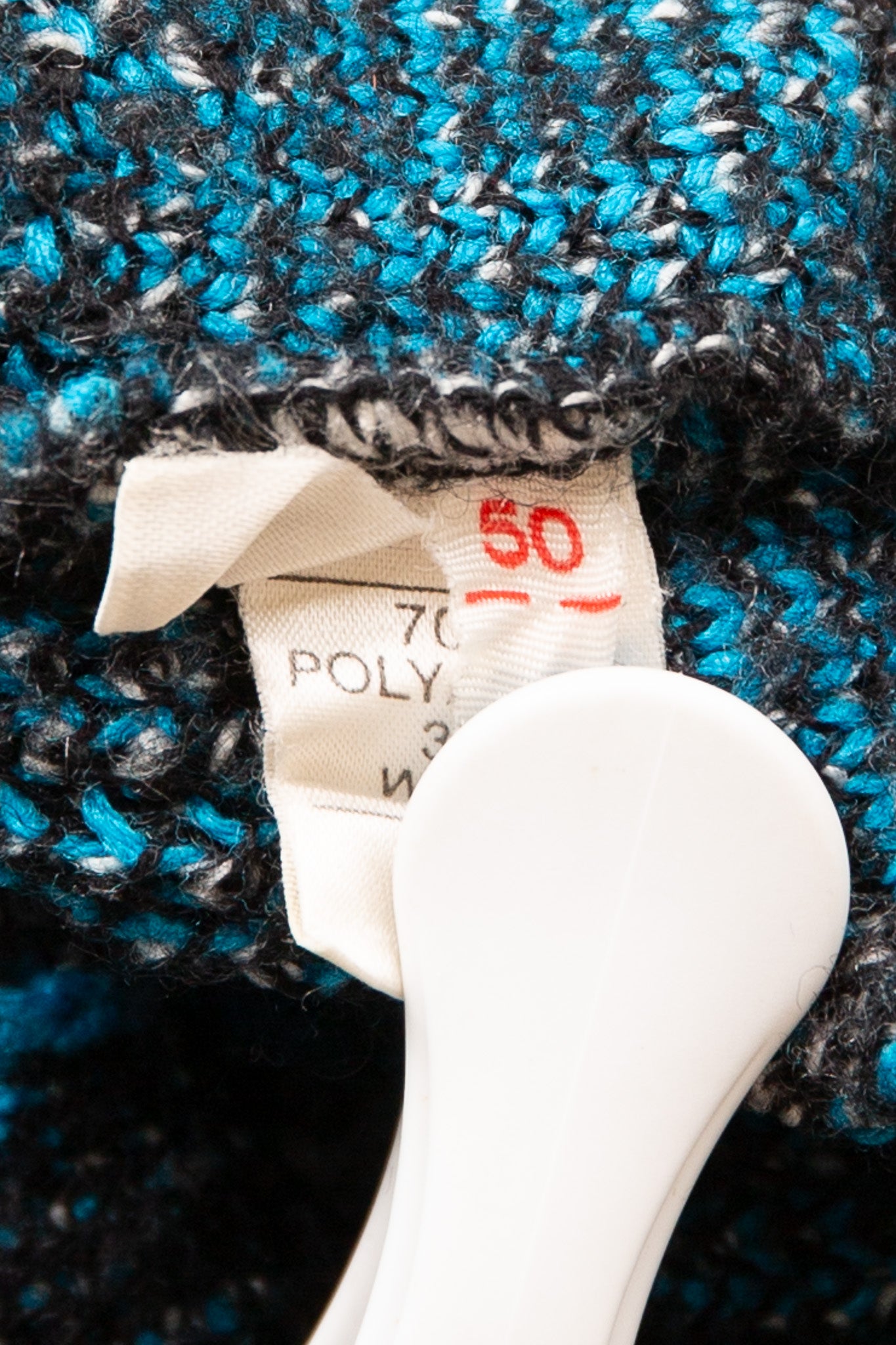 Pull col châle gris noir et turquoise 38