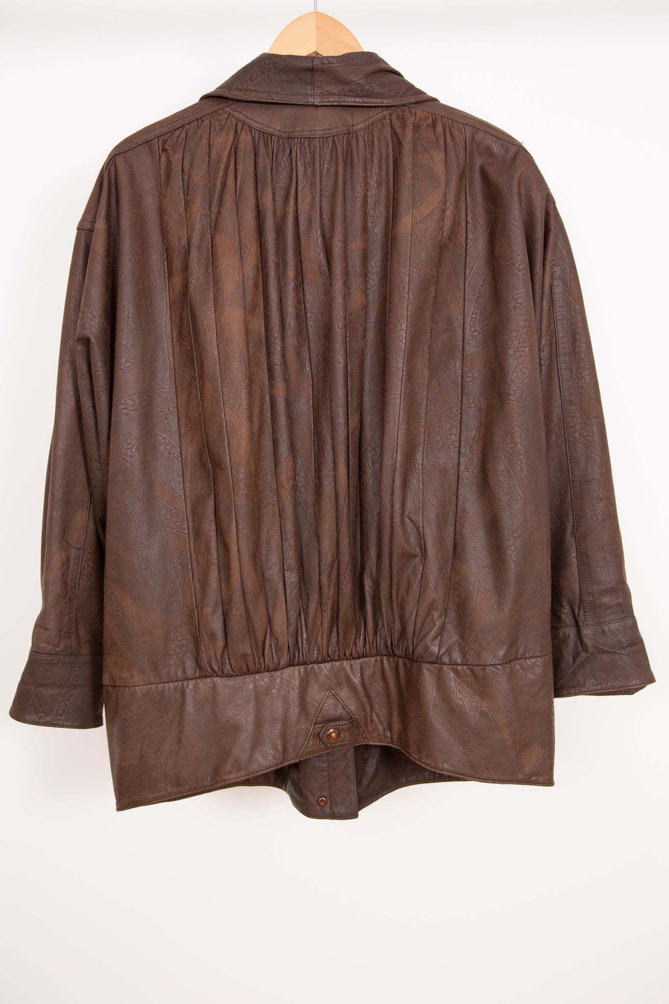 Blouson en cuir marron foncé 42