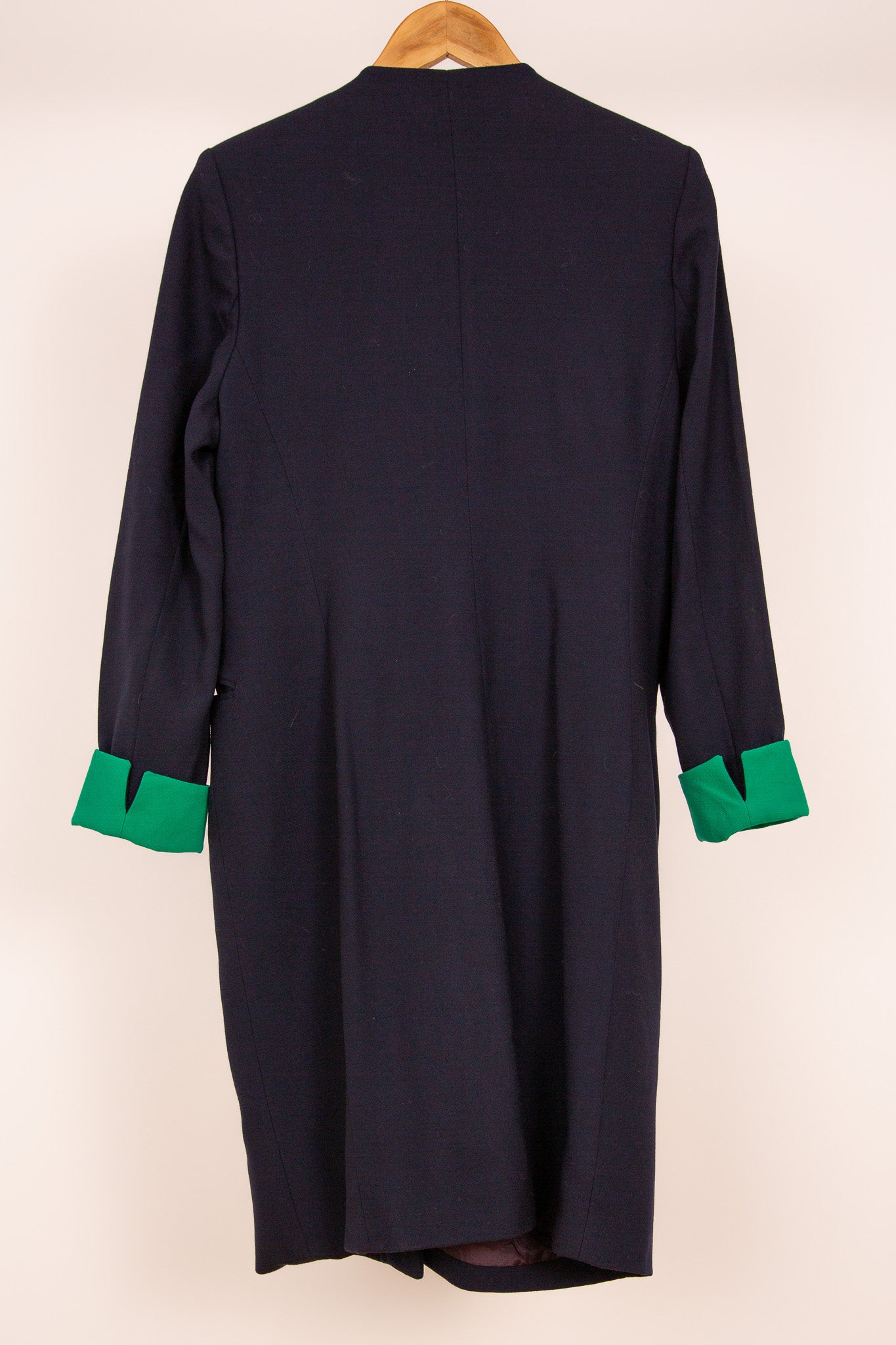 Robe bleue marine avec doublure verte 38