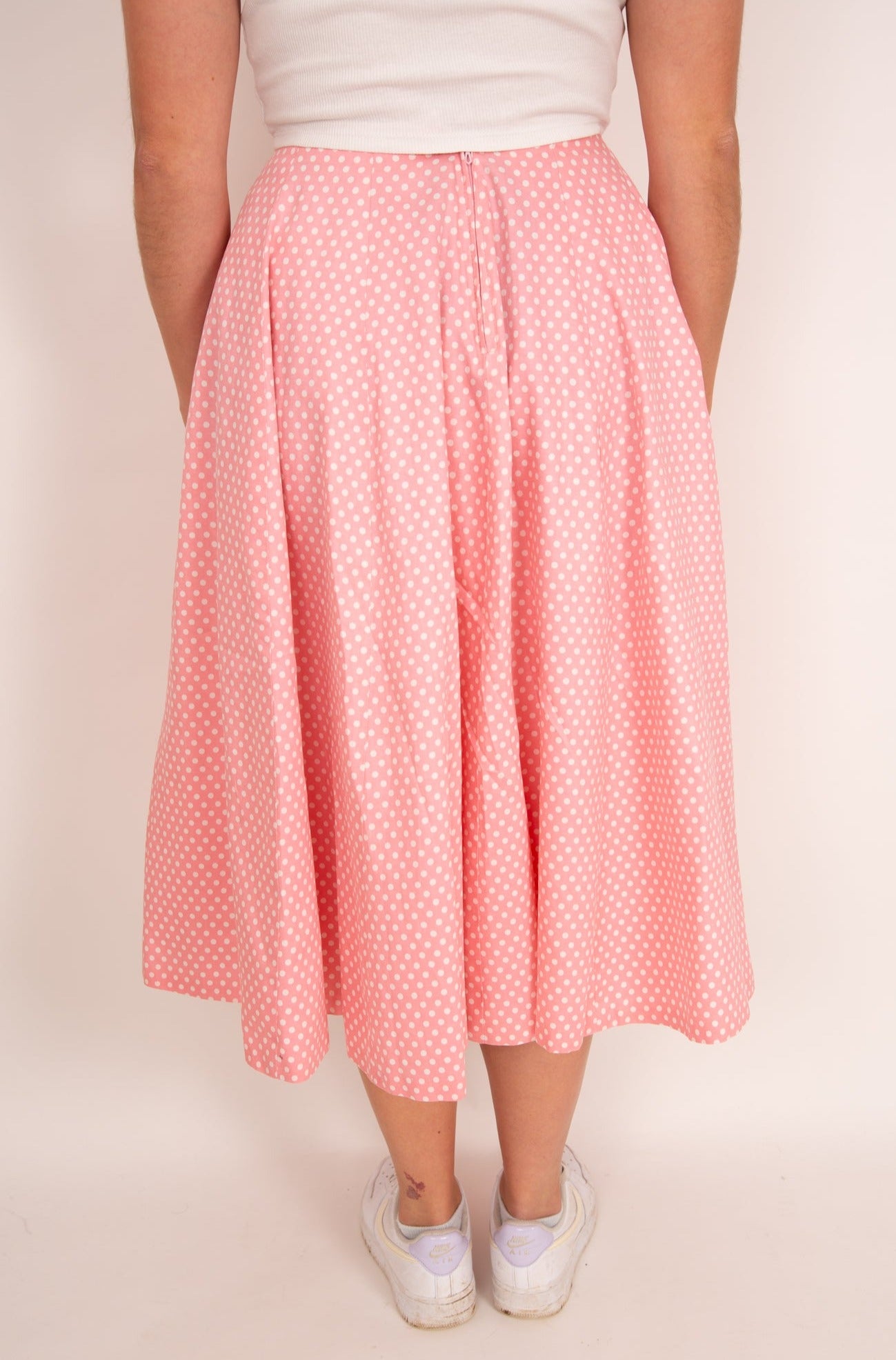 Jupe rose à pois blancs 38