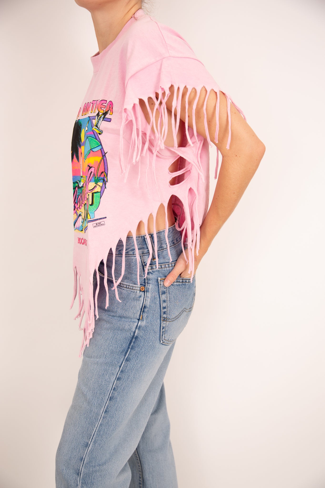 T-shirt plage à franges rose 36