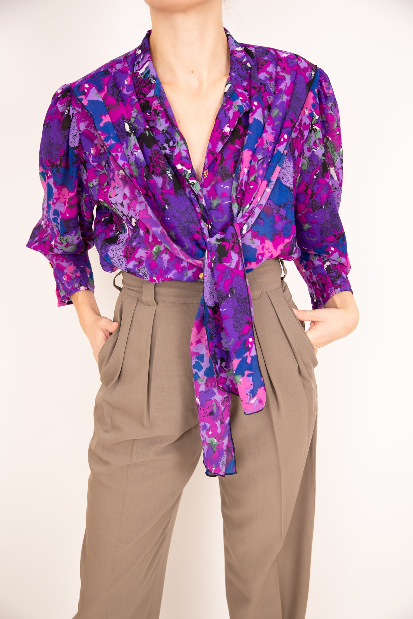 Chemisier à lavallière violet 36