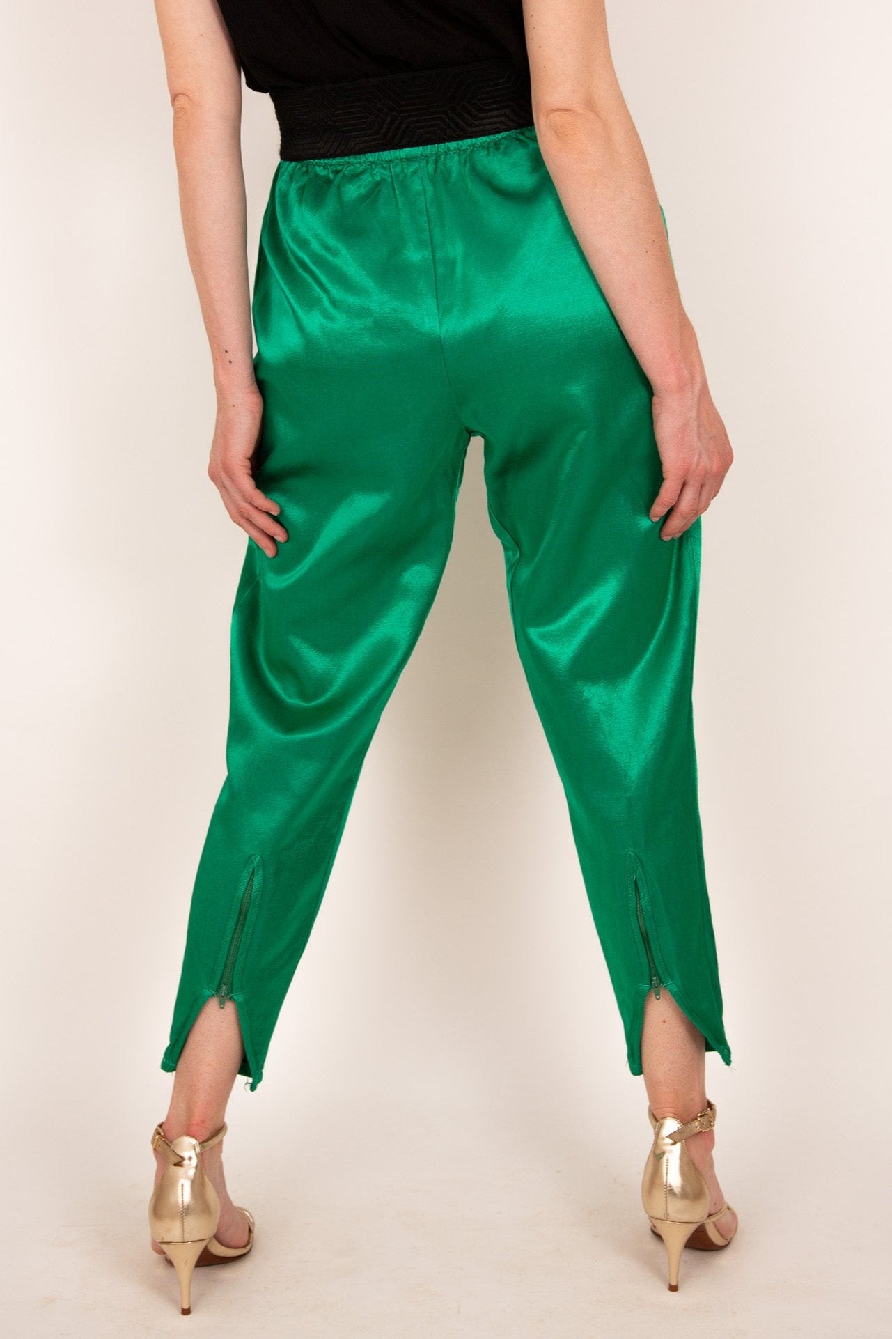 Pantalon satiné vert 38