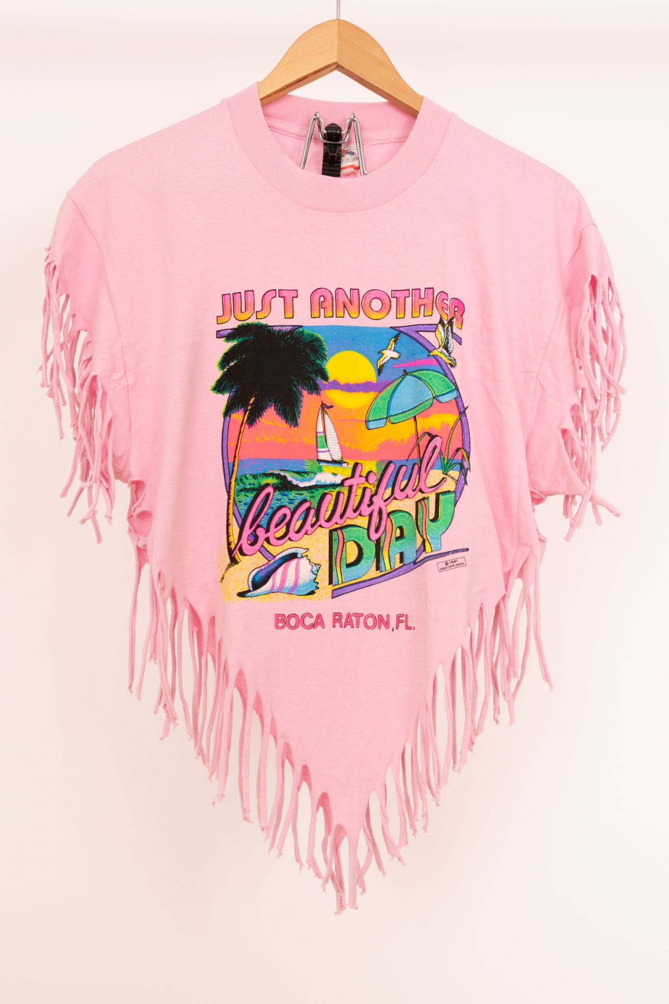 T-shirt plage à franges rose 36