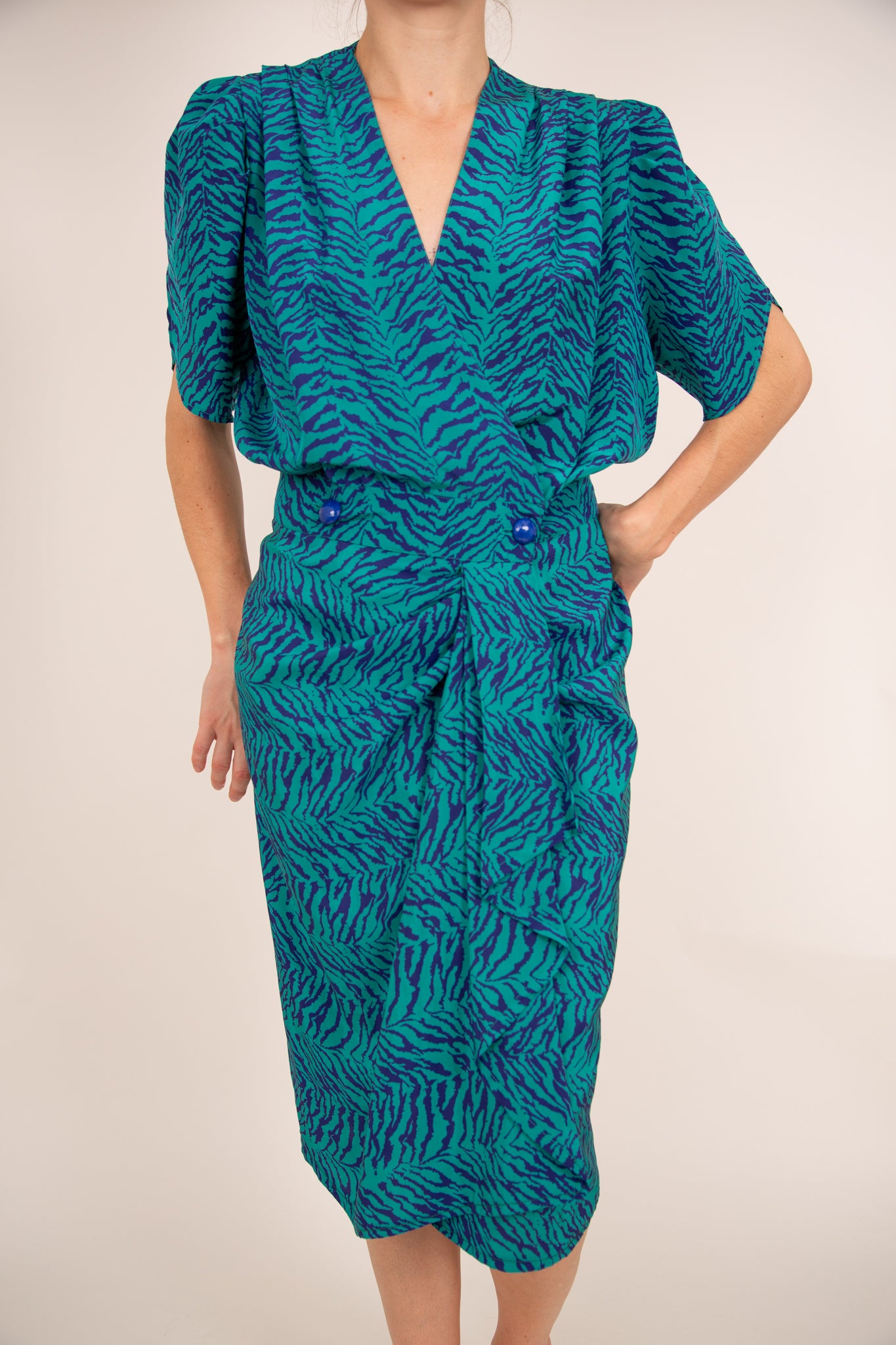 Robe zébrée turquoise et bleu 40