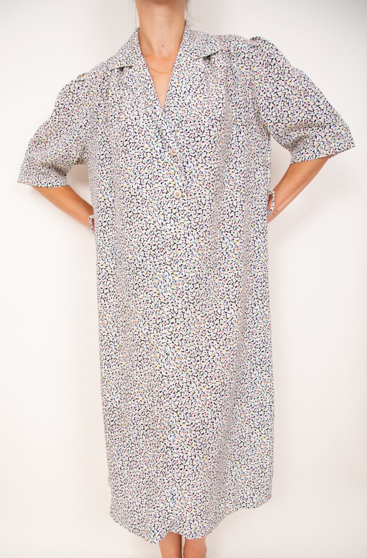 Robe-blouse blanche à fleurs 44