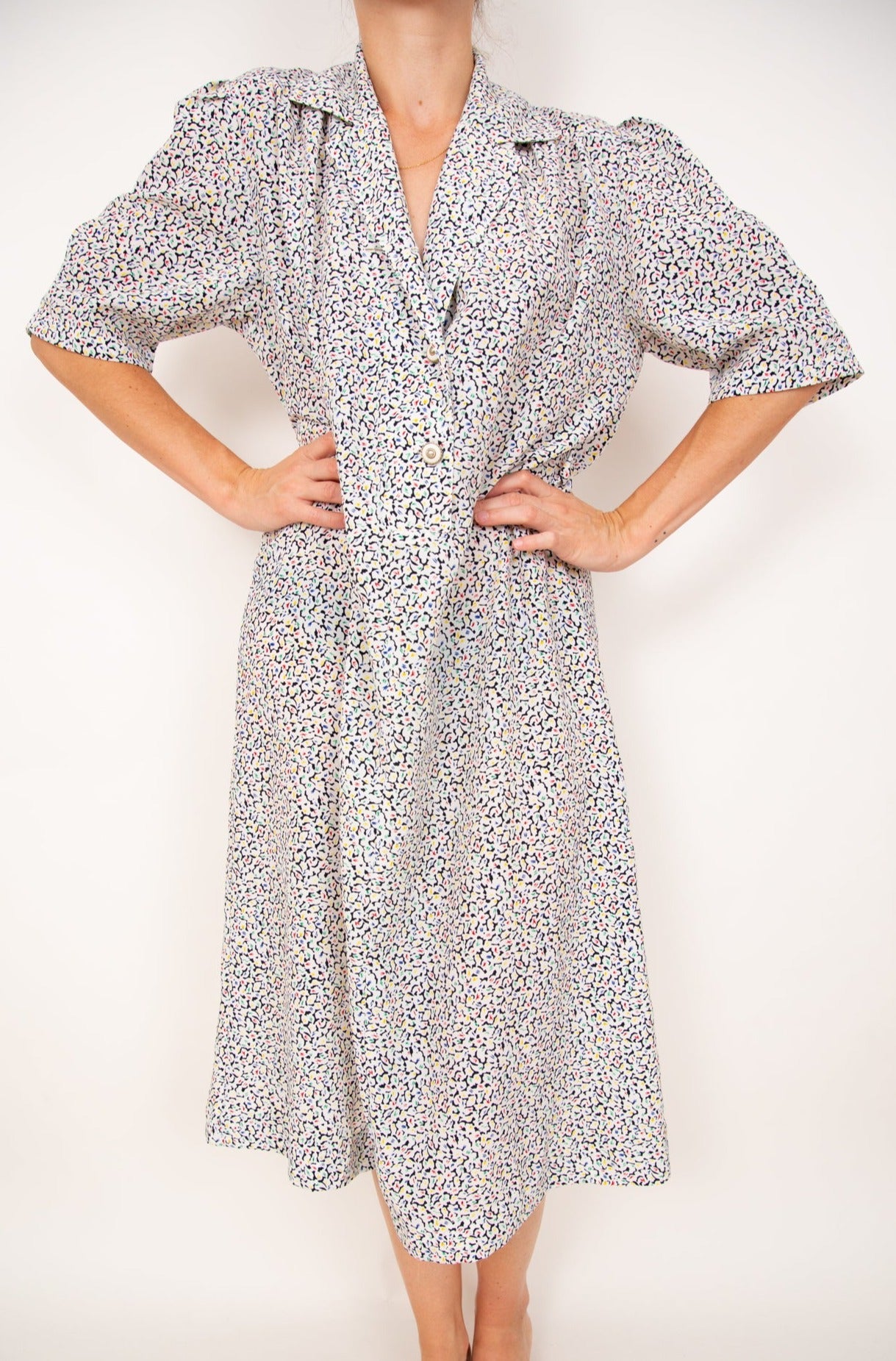 Robe-blouse blanche à fleurs 44