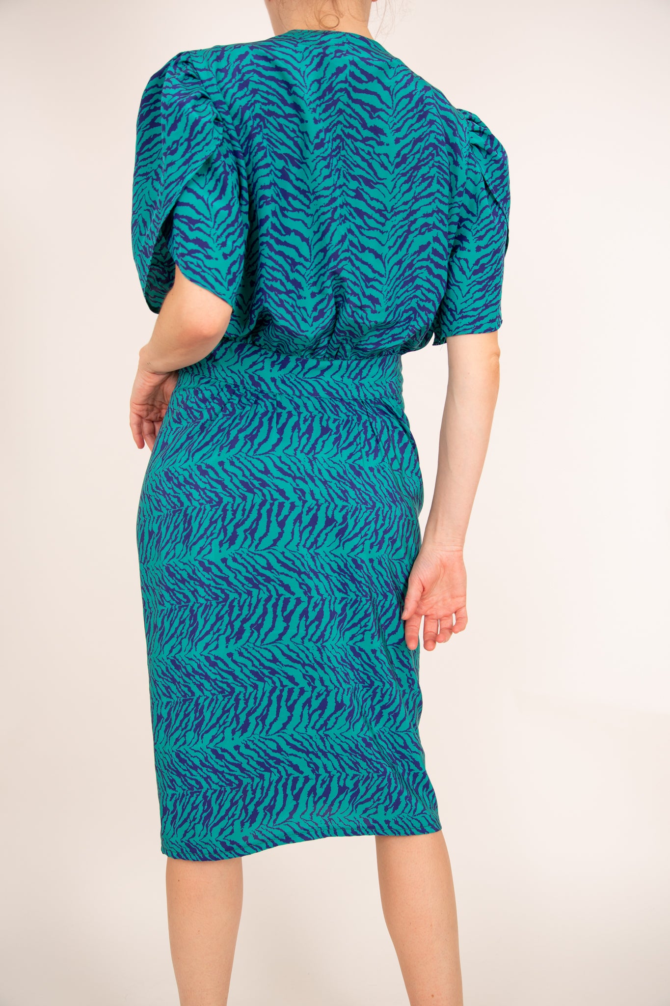 Robe zébrée turquoise et bleu 40