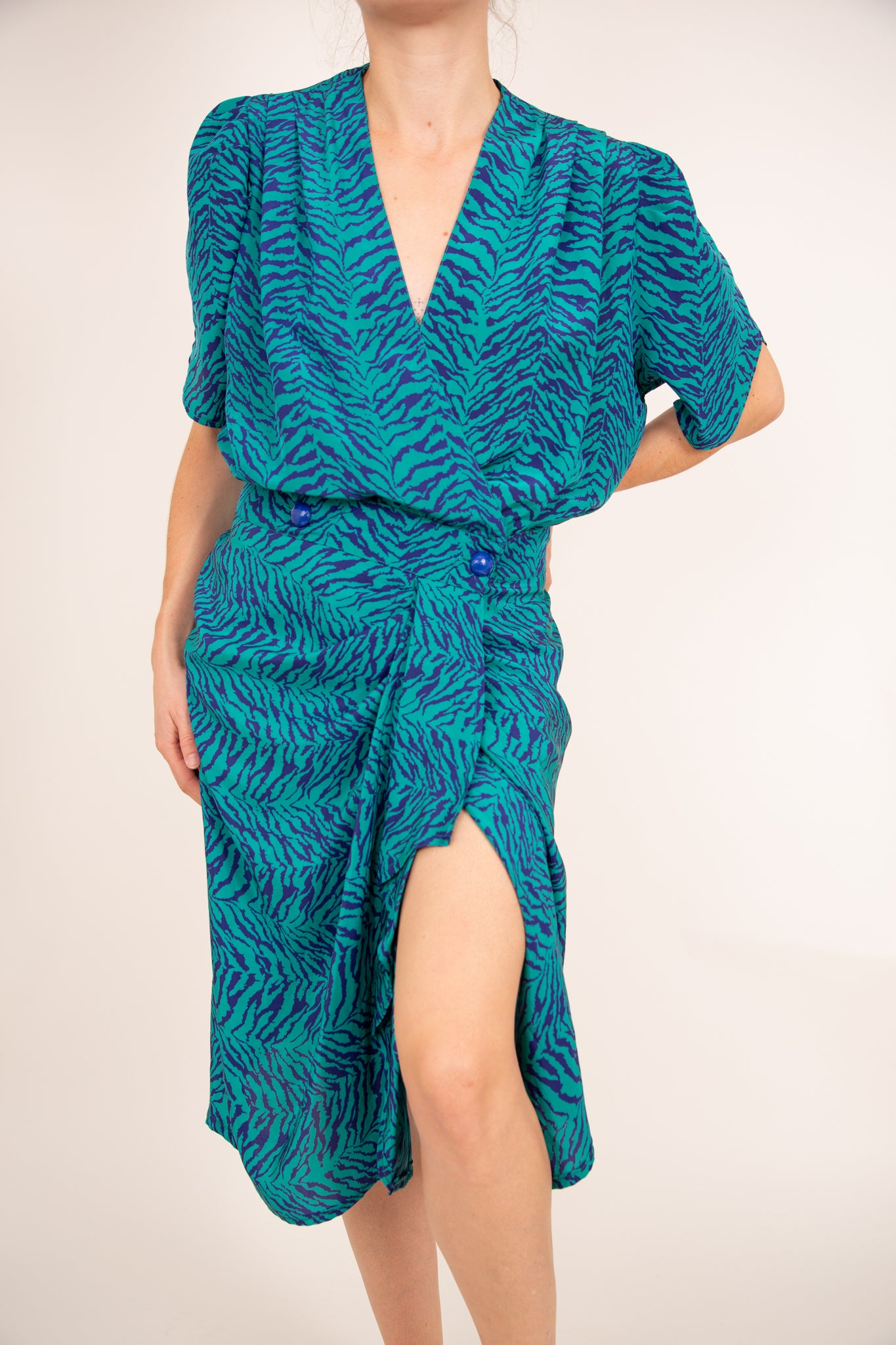 Robe zébrée turquoise et bleu 40
