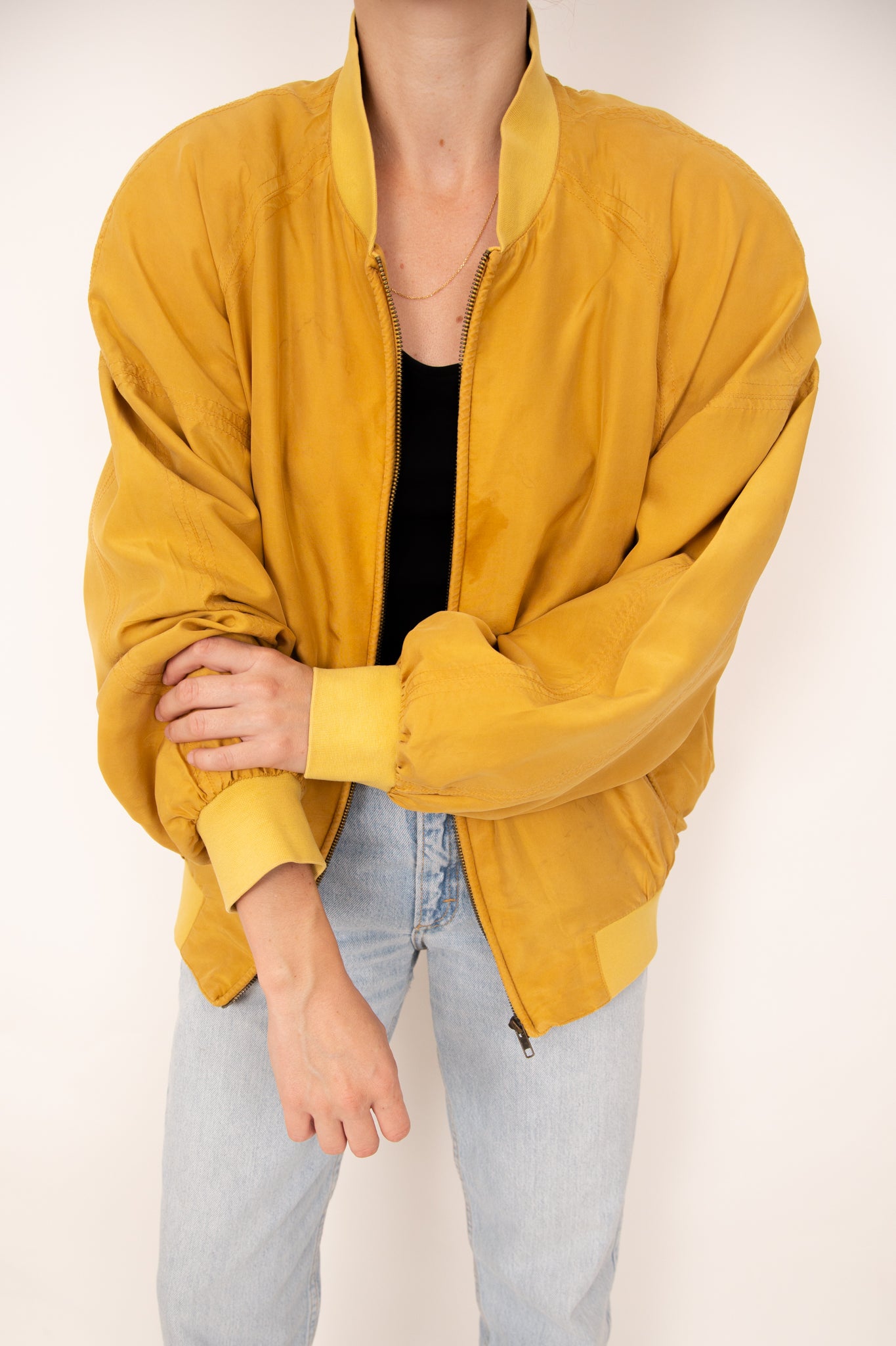 Blouson en soie moutarde 36