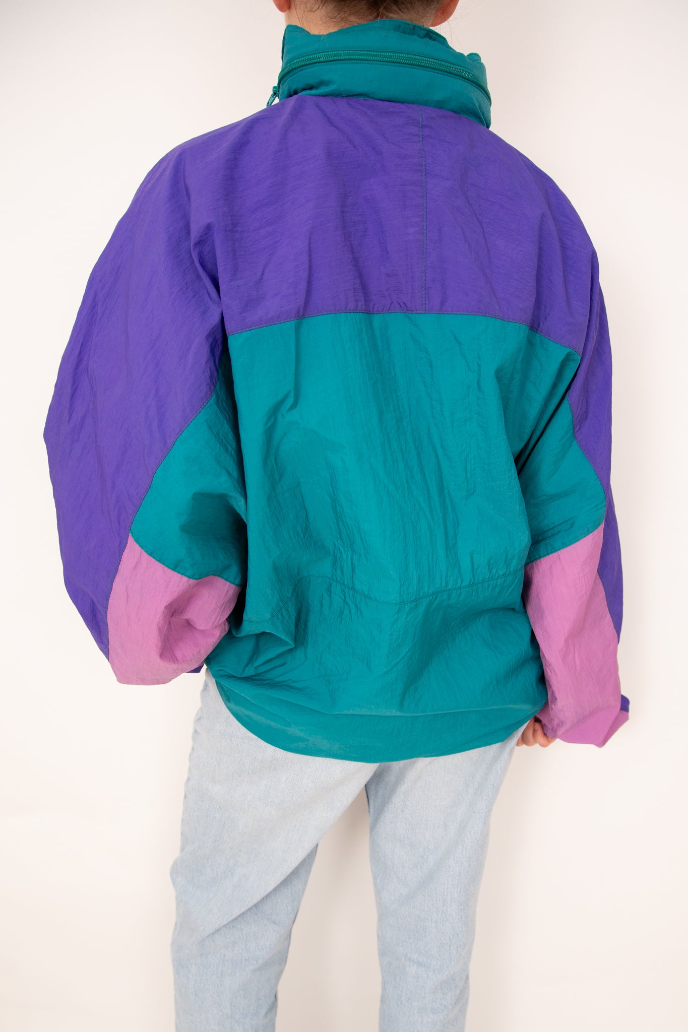 Coupe-vent vert, violet et rose 58