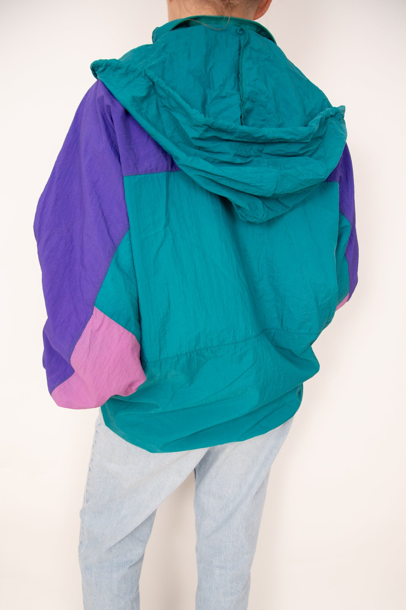 Coupe-vent vert, violet et rose 58