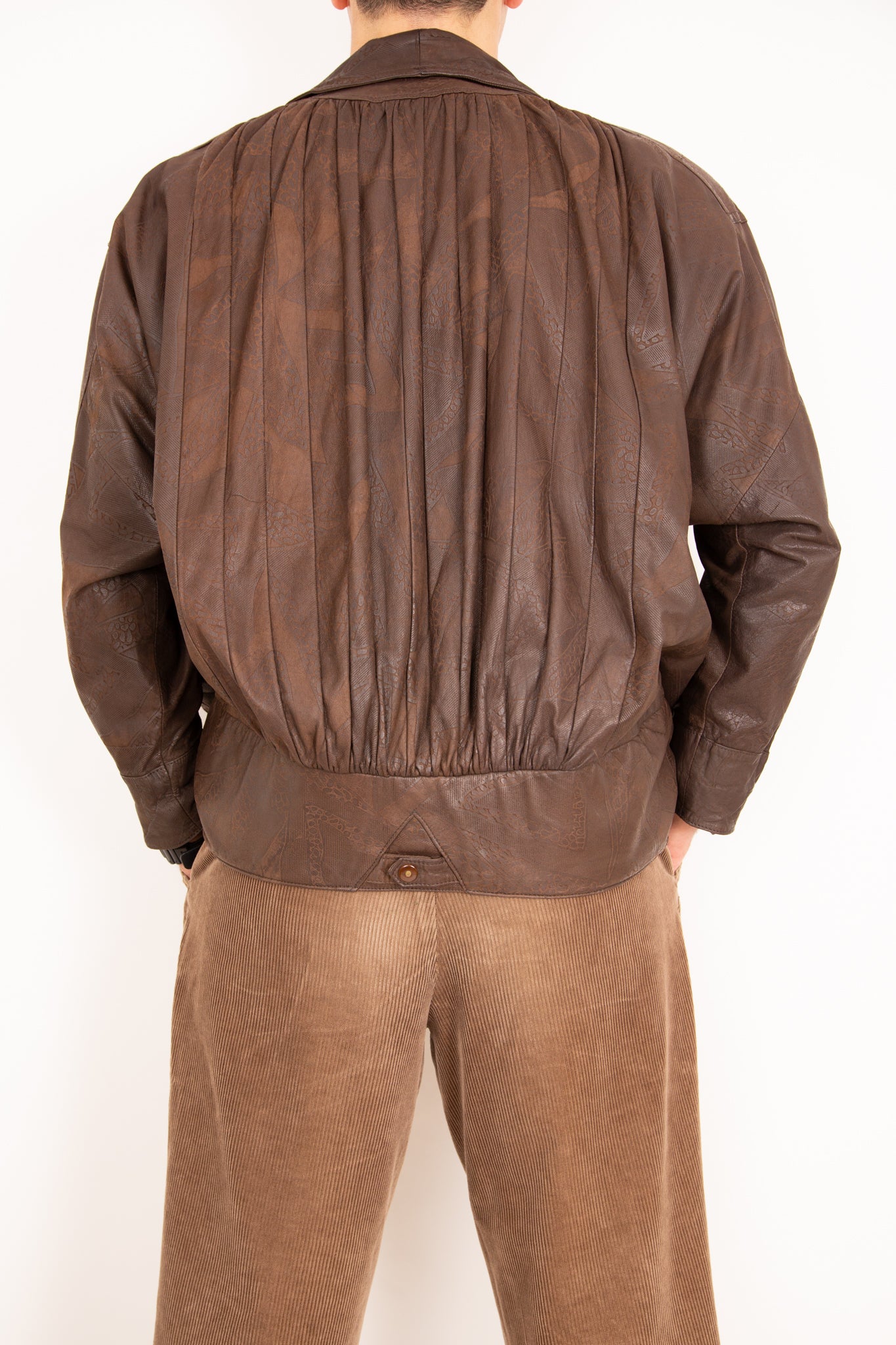 Blouson en cuir marron foncé 42