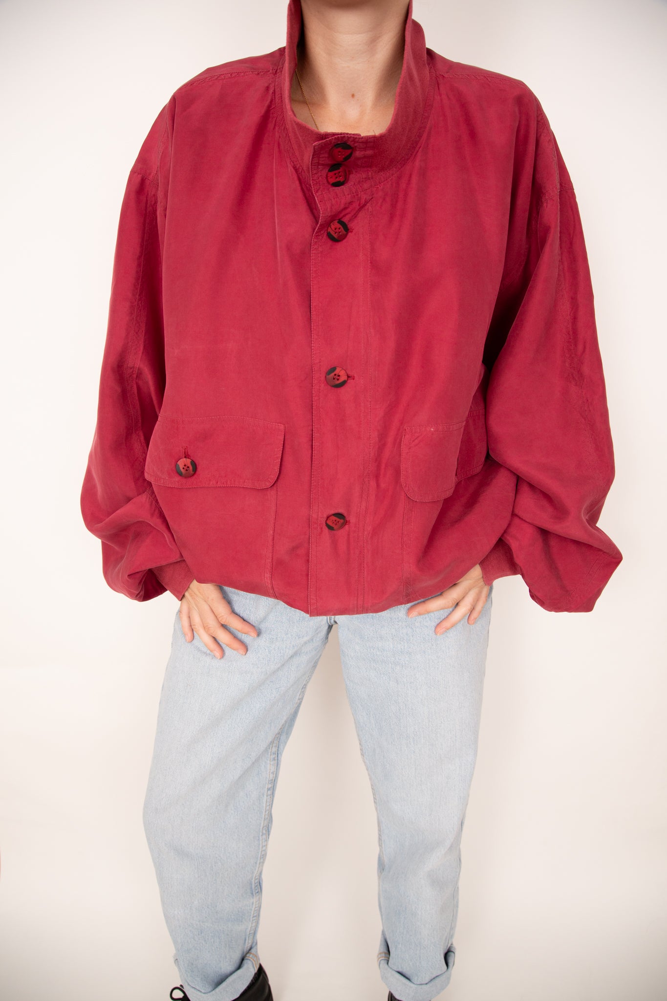 Blouson en soie rouge 46