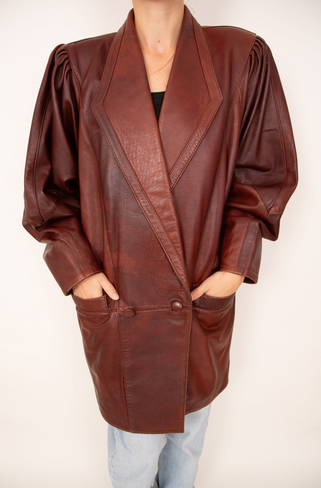 Veste en cuir cognac 40